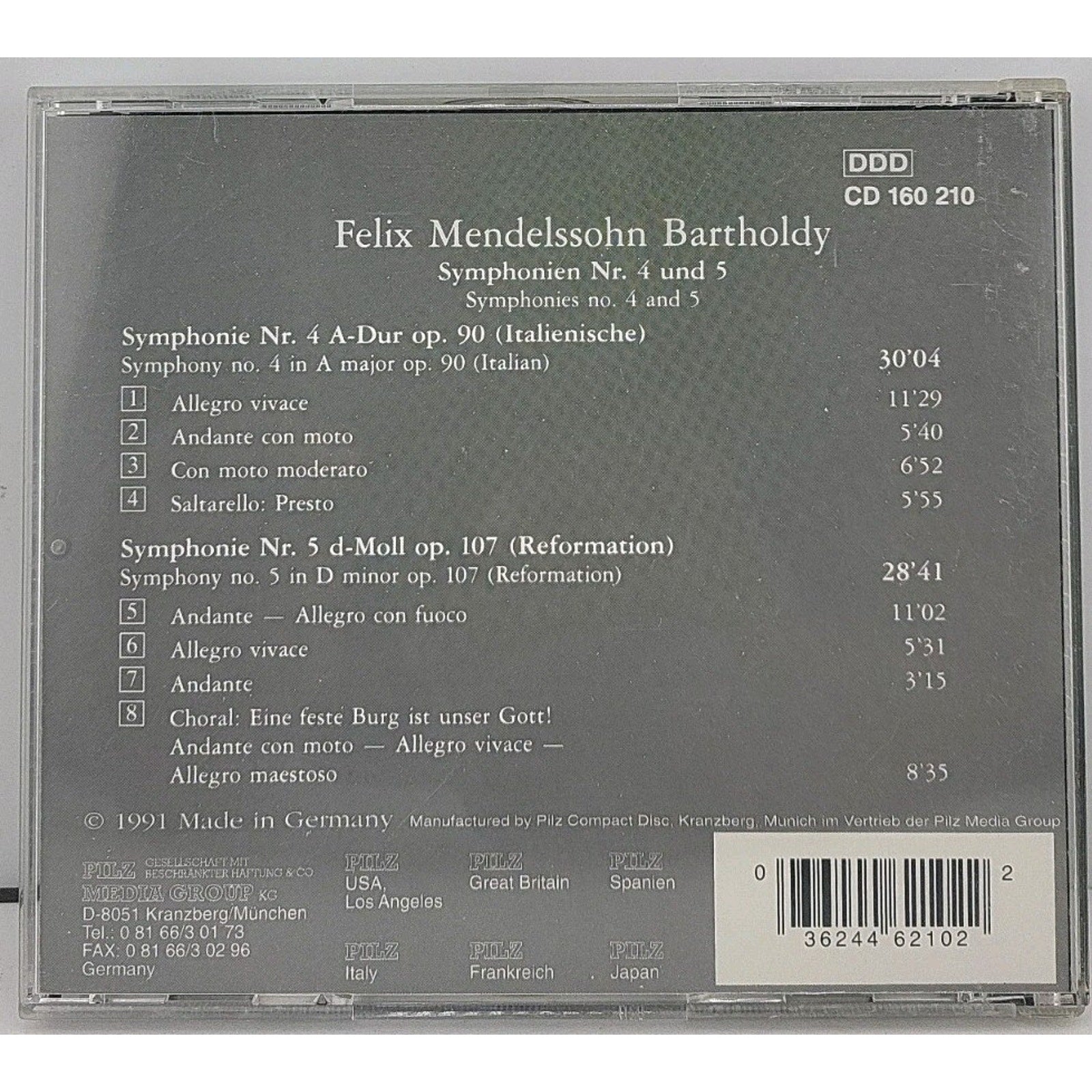 Felix Mendelssohn Bartholdy – Symphonien Nr. 4 Und 5 (CD, Vienna Master Series)