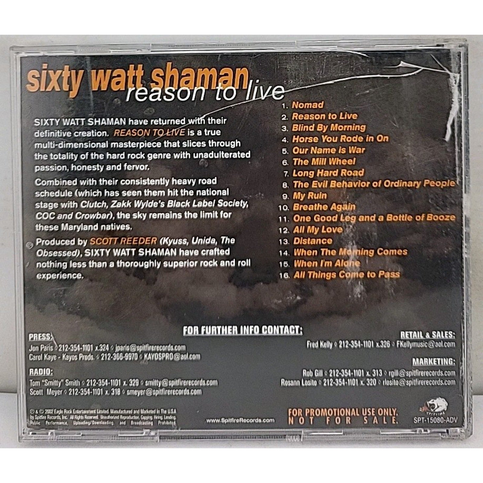 Sixty Watt Shaman - Reason To Live CD