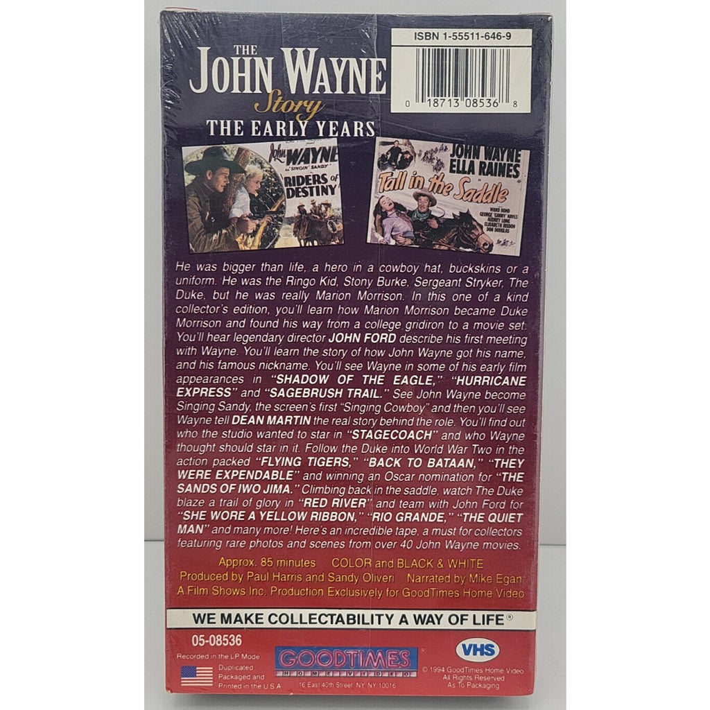 The John Wayne Story: The Early Years (VHS, 2001) *Brand New*