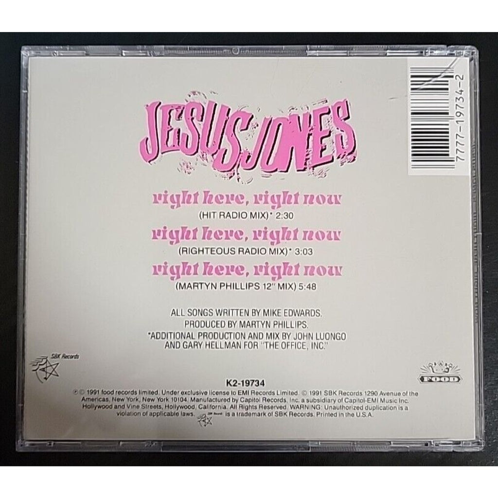 Right Here Right Now [Single] by Jesus Jones (CD, Apr-1991, SBK Records)