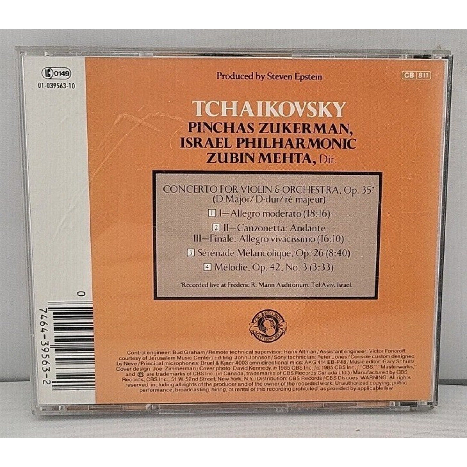 Tchaikovsky: Violin Concerto (CBS Records Masterworks) - Music CD