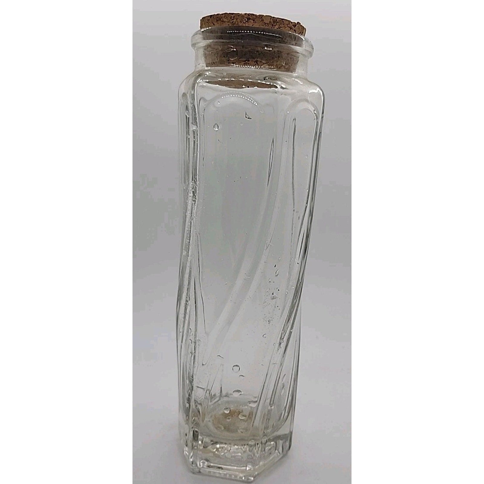 9" Swirl Design Glass Container With Cork