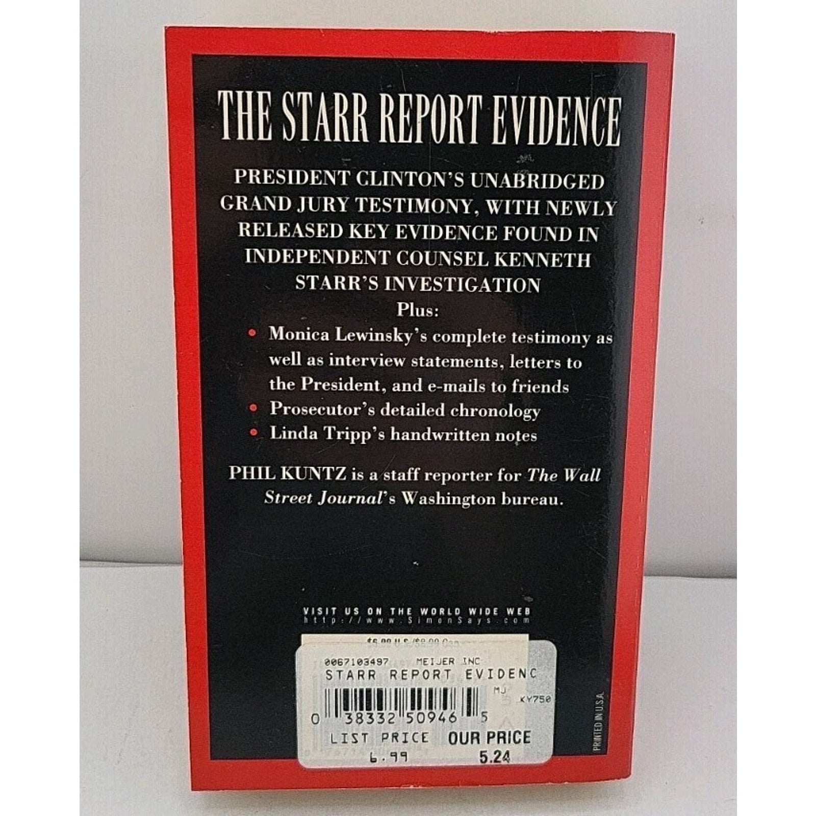 Starr Evidence : Including the Complete Text of the Grand Jury Testimony of...