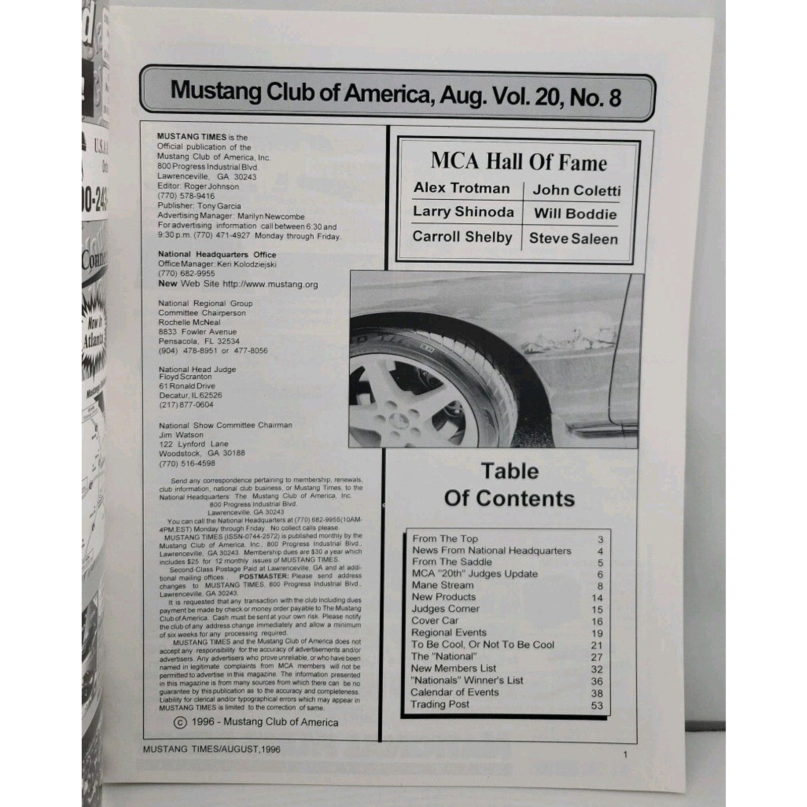 Mustang Times Magazine - August 1996 - Vol. 20 No. 8