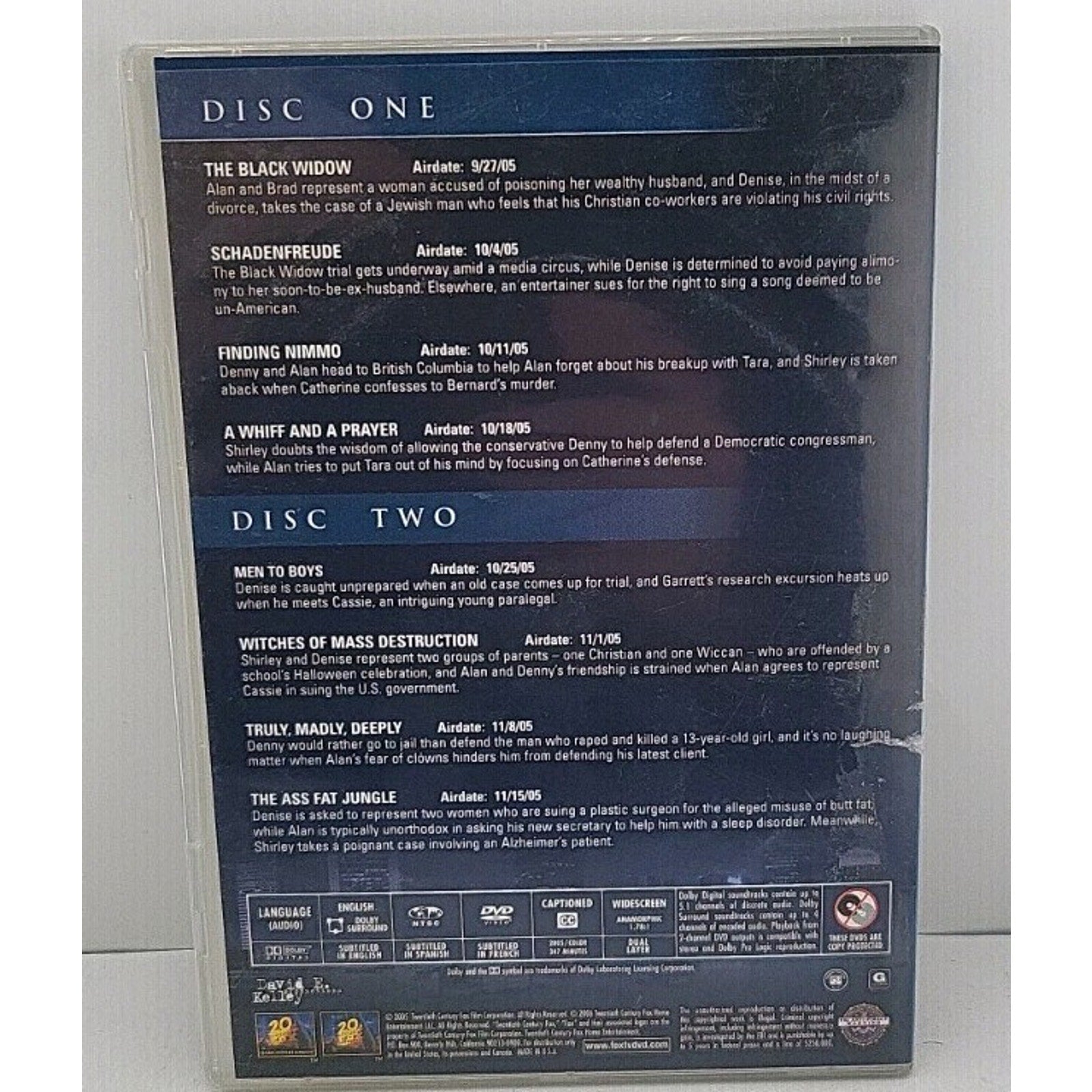 Boston Legal Season 2 Discs 1 And 2 ONLY DVD