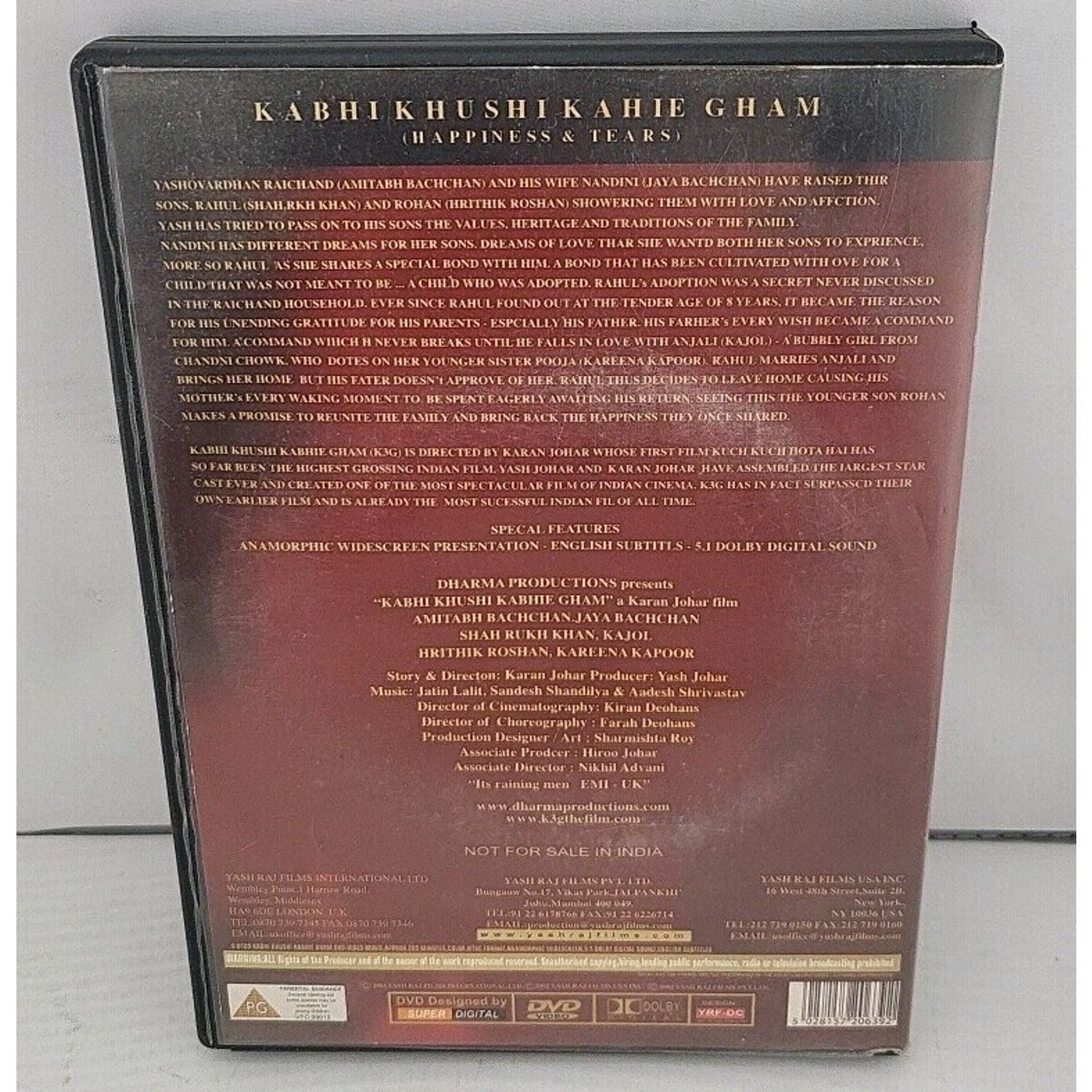 Kabhi Khushi Kabhie Gham... (DVD, 2001) Amitabh Bachchan