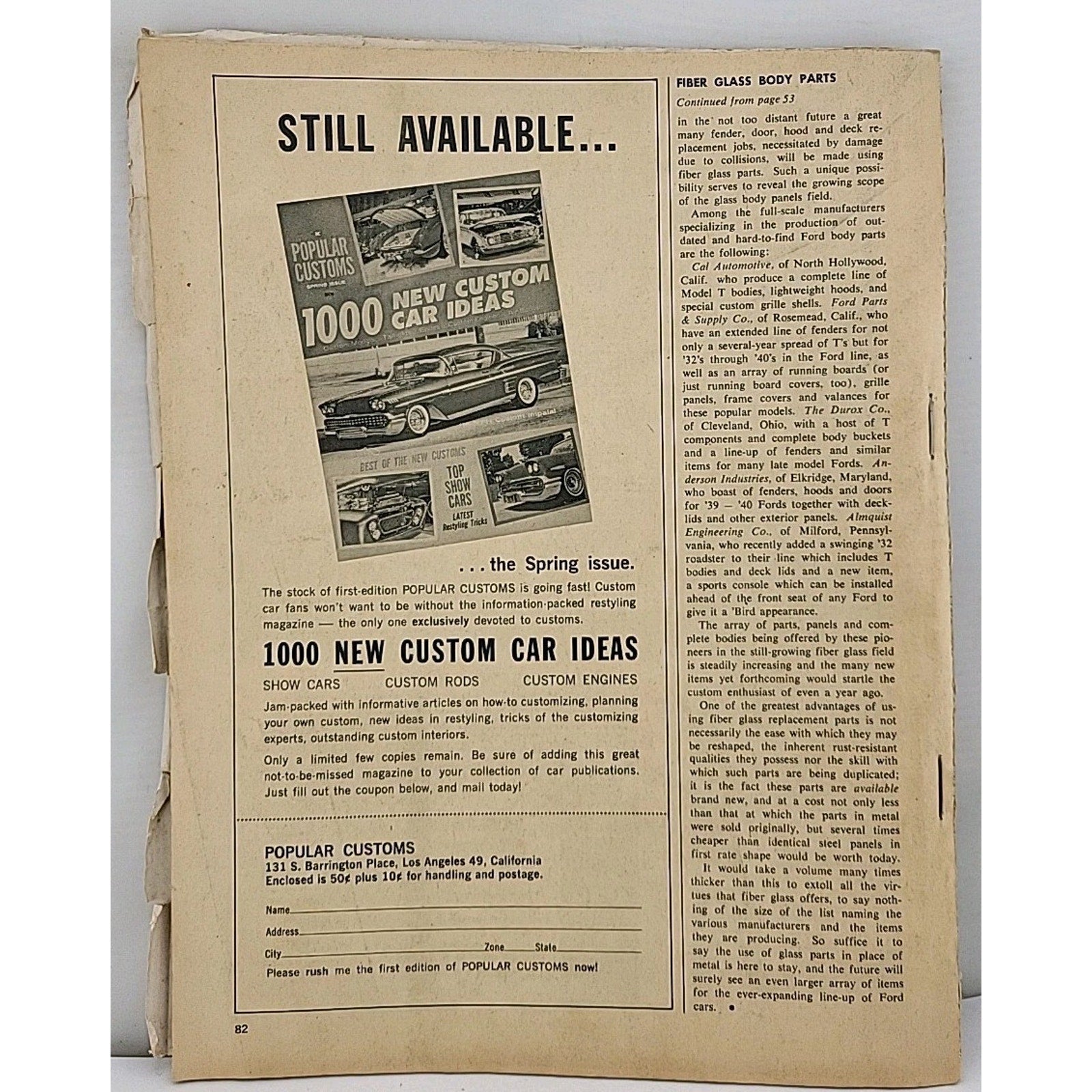 Popular Customs Magazine Summer Issue 1963