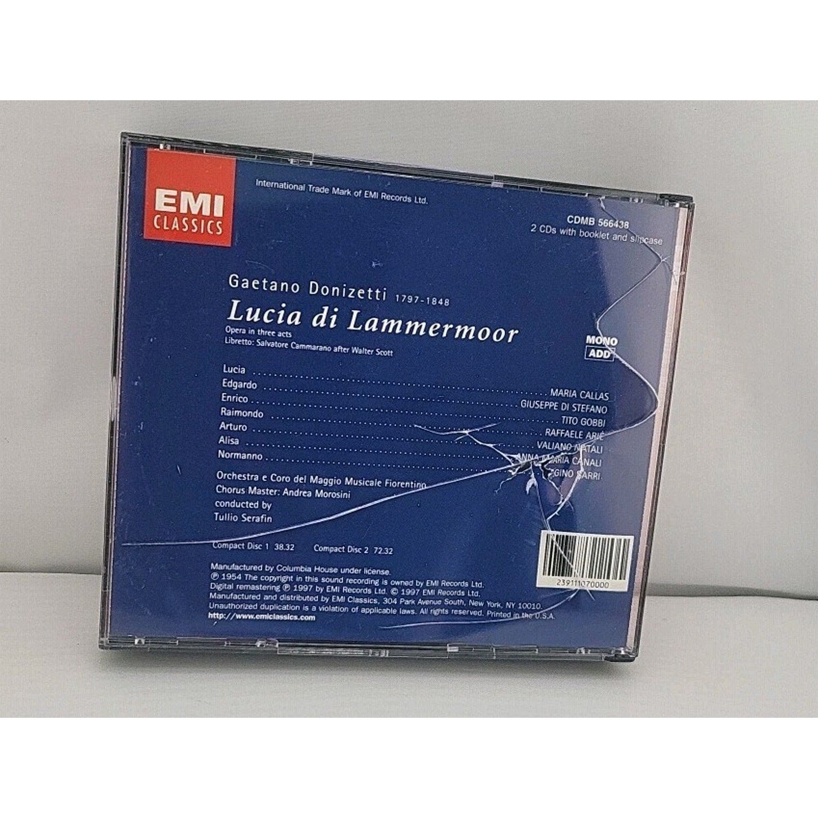 Donizetti Lucia Di Lammermoor CD Set Maria Callas 2 Discs Tullio Serafin EMI