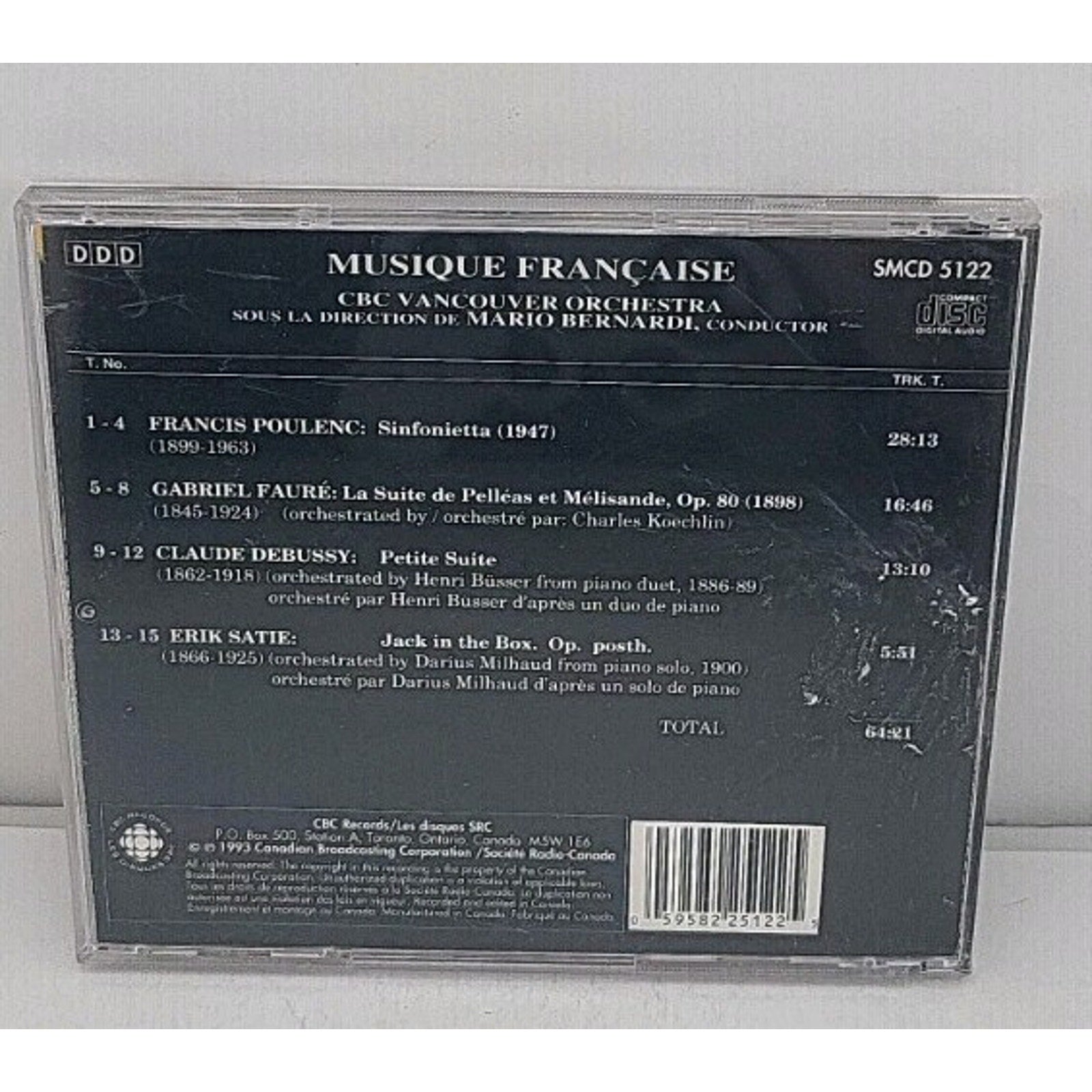 Musique Francaise CBC Vancouver Orchestra - Mario Bernardi CD