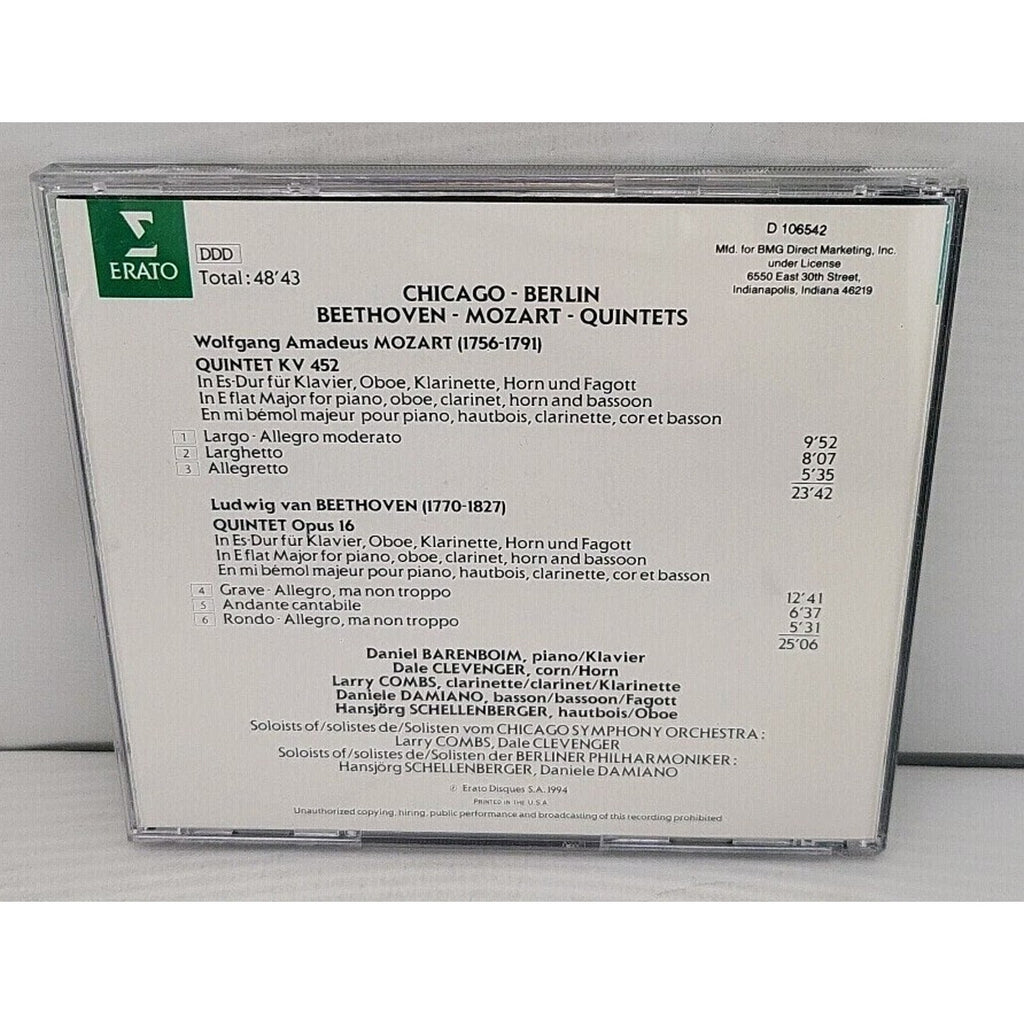 Barenboim Chicago-Berlin (CD, 1994) Beethoven Mozart Quintets