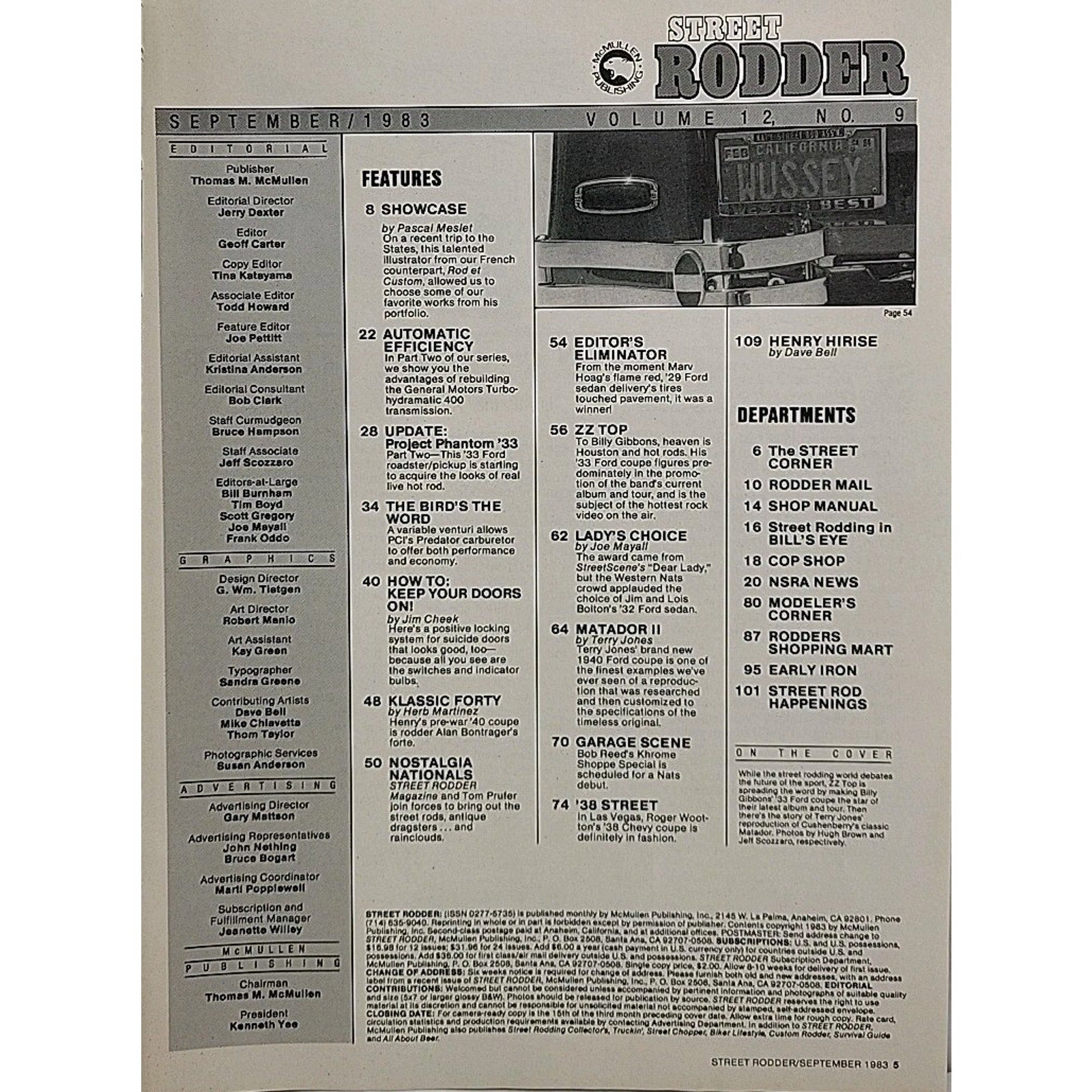 Street Rodder Magazine September 1983 Volume 12 No. 9