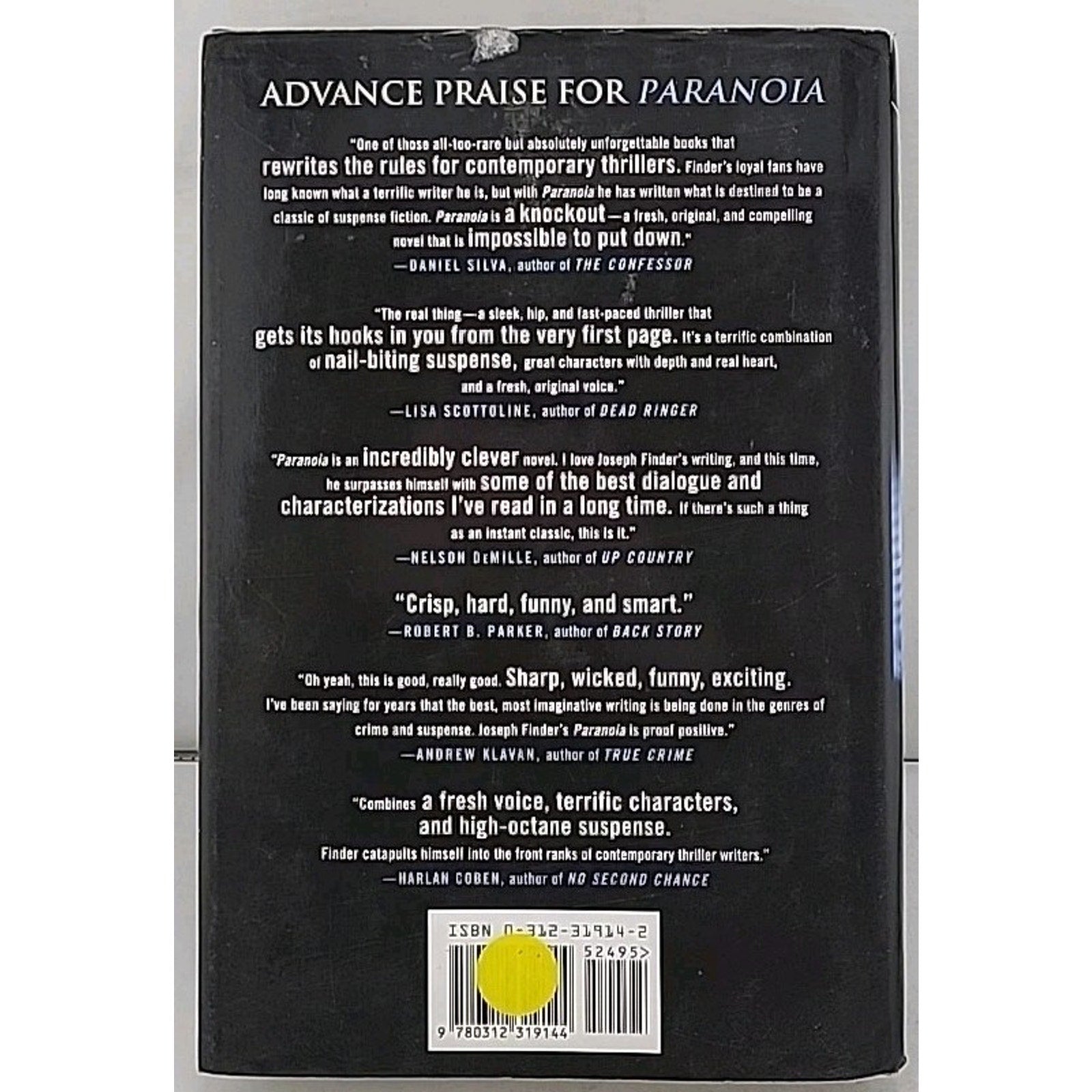 Paranoia by Joseph Finder (2004, Hardcover)