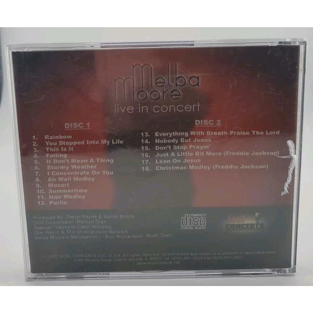 Live in Concert by Melba Moore (CD, Jul-2007, 2 Discs, Soul Concerts) *BrandNew*