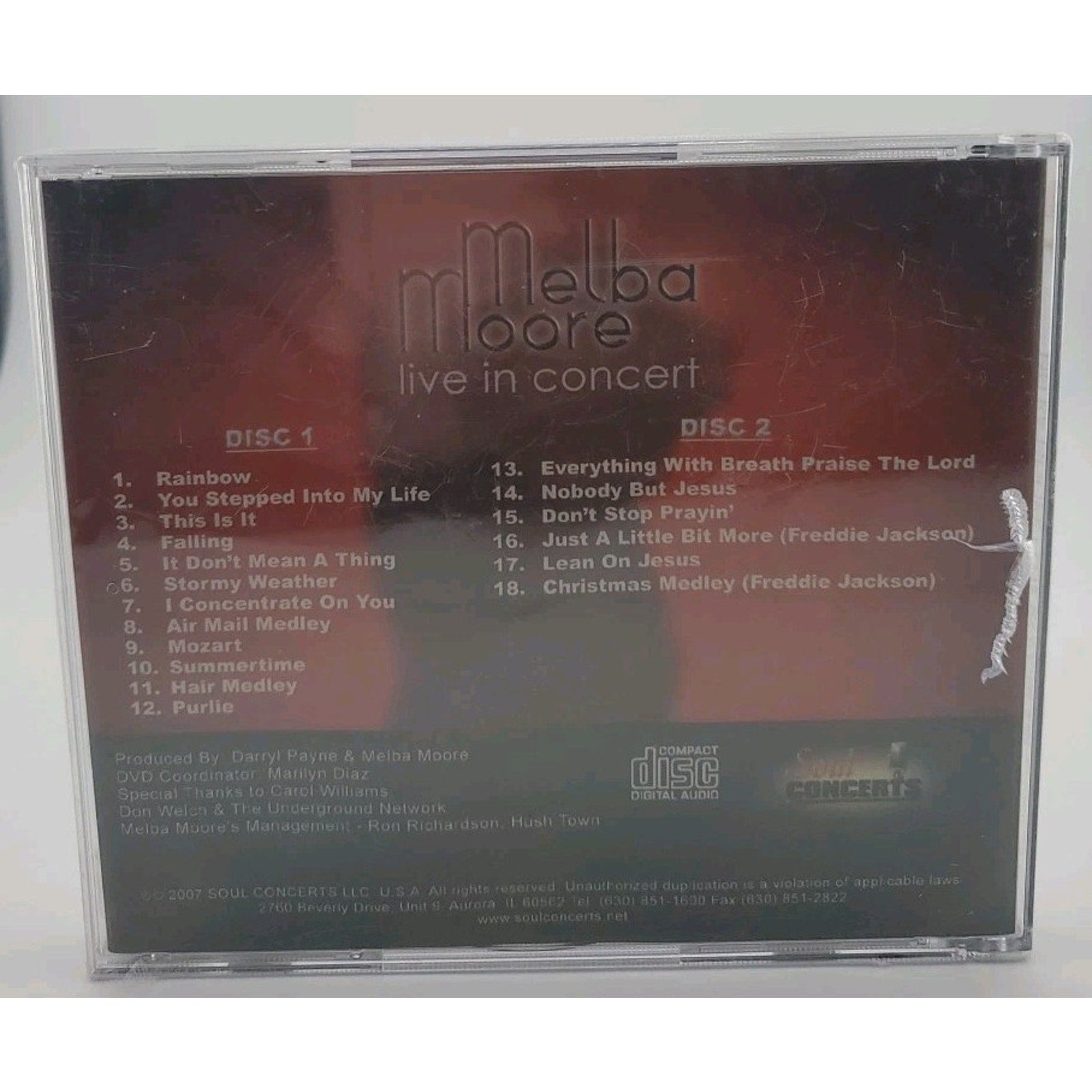 Live in Concert by Melba Moore (CD, Jul-2007, 2 Discs, Soul Concerts) *BrandNew*