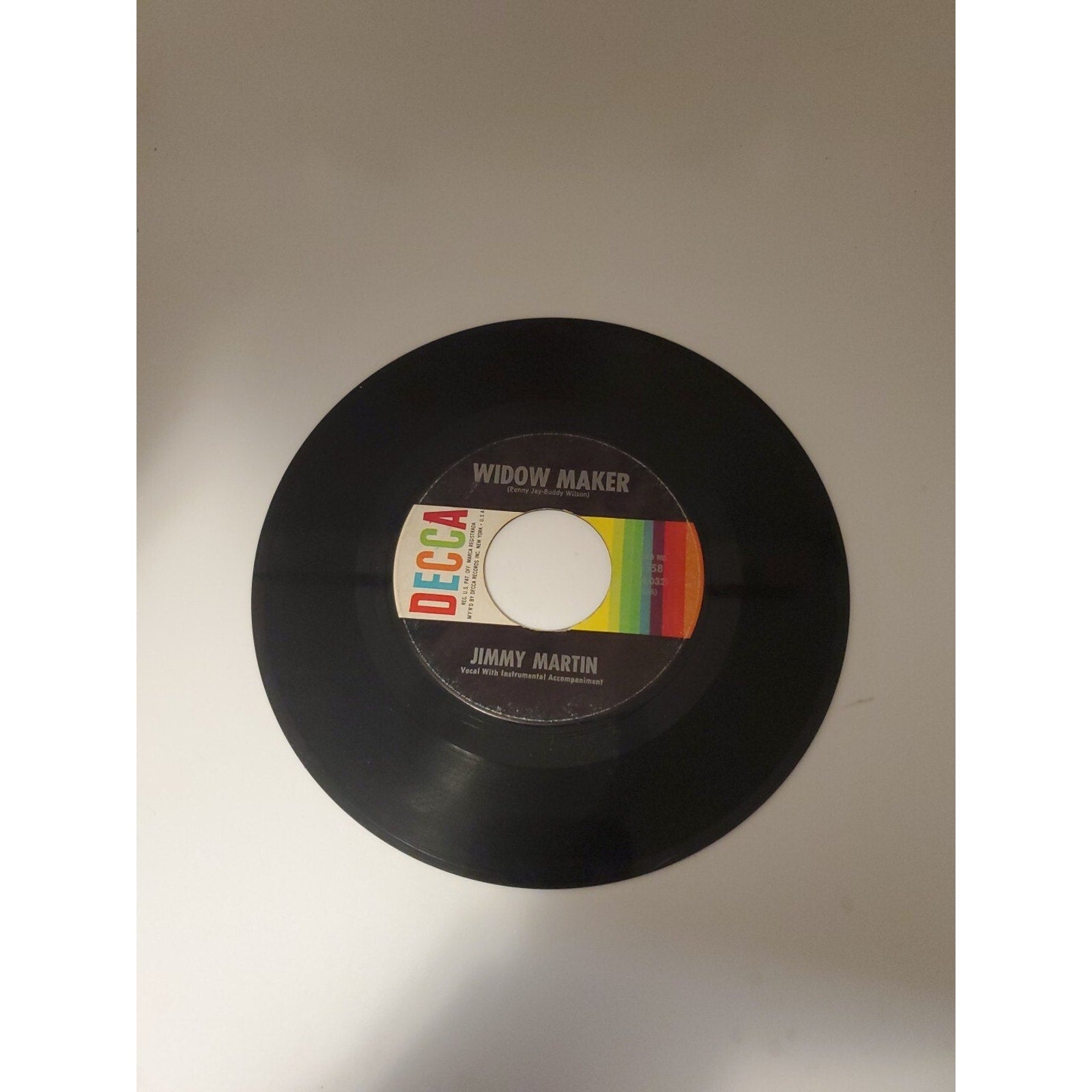 JIMMY MARTIN 45 rpm 7" record - WIDOW MAKER / RED RIVER VALLEY