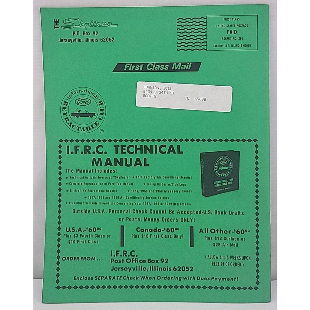 The Skyliner - International Retractable Club - November 1987 Number 90