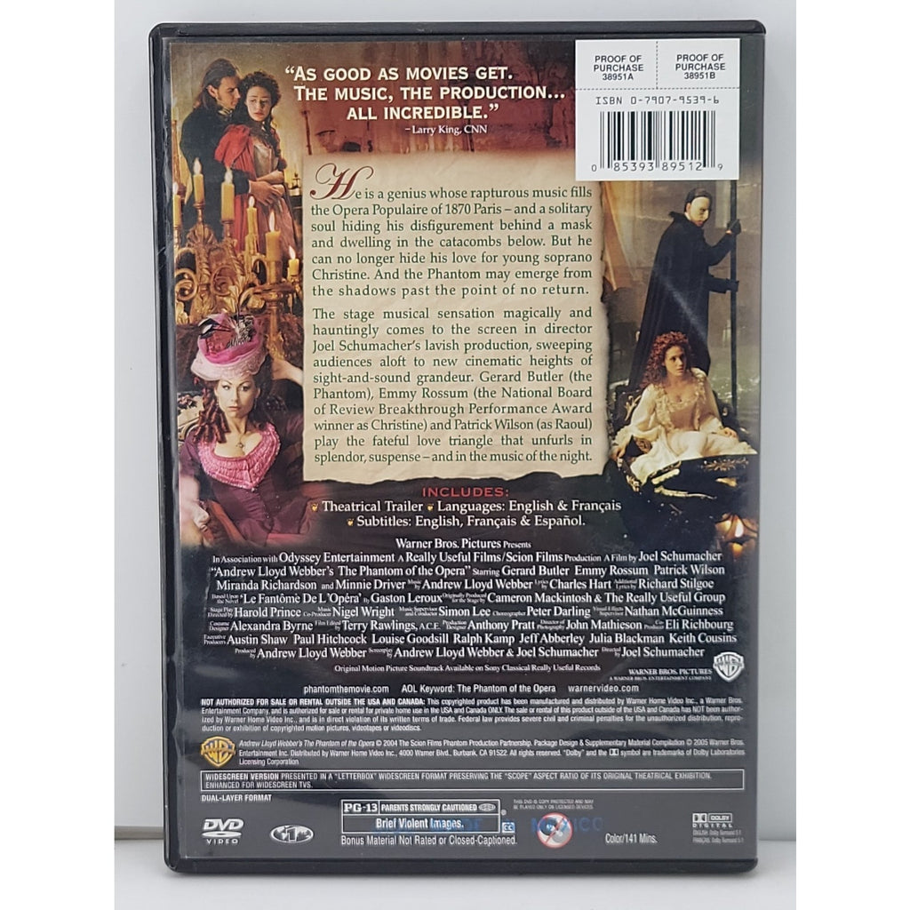 The Phantom of the Opera (DVD, 2004)
