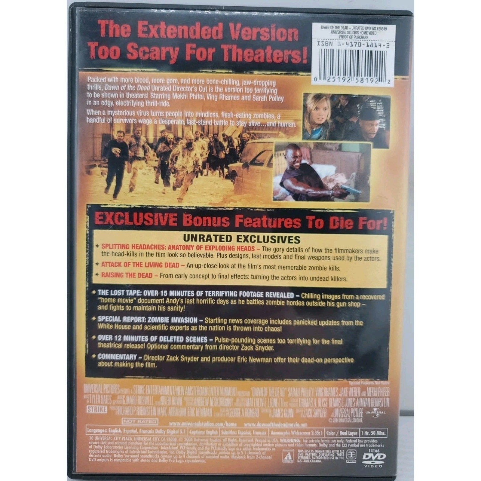 Dawn of the Dead (DVD, 2004, Unrated Directors Cut Full Frame)