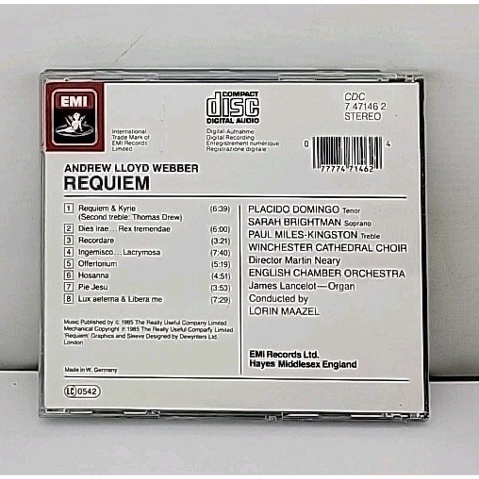 Requiem by Andrew Lloyd Webber (CD, 1985, EMI Digital)