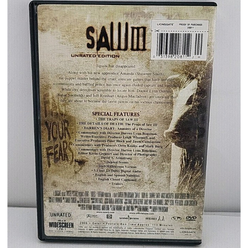 Saw 3 Unrated Edition Wide Screen DVD