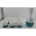 Vintage Sawanotsuru Sake Set Aqua Blue Gold Accent Made In Japan 7pc