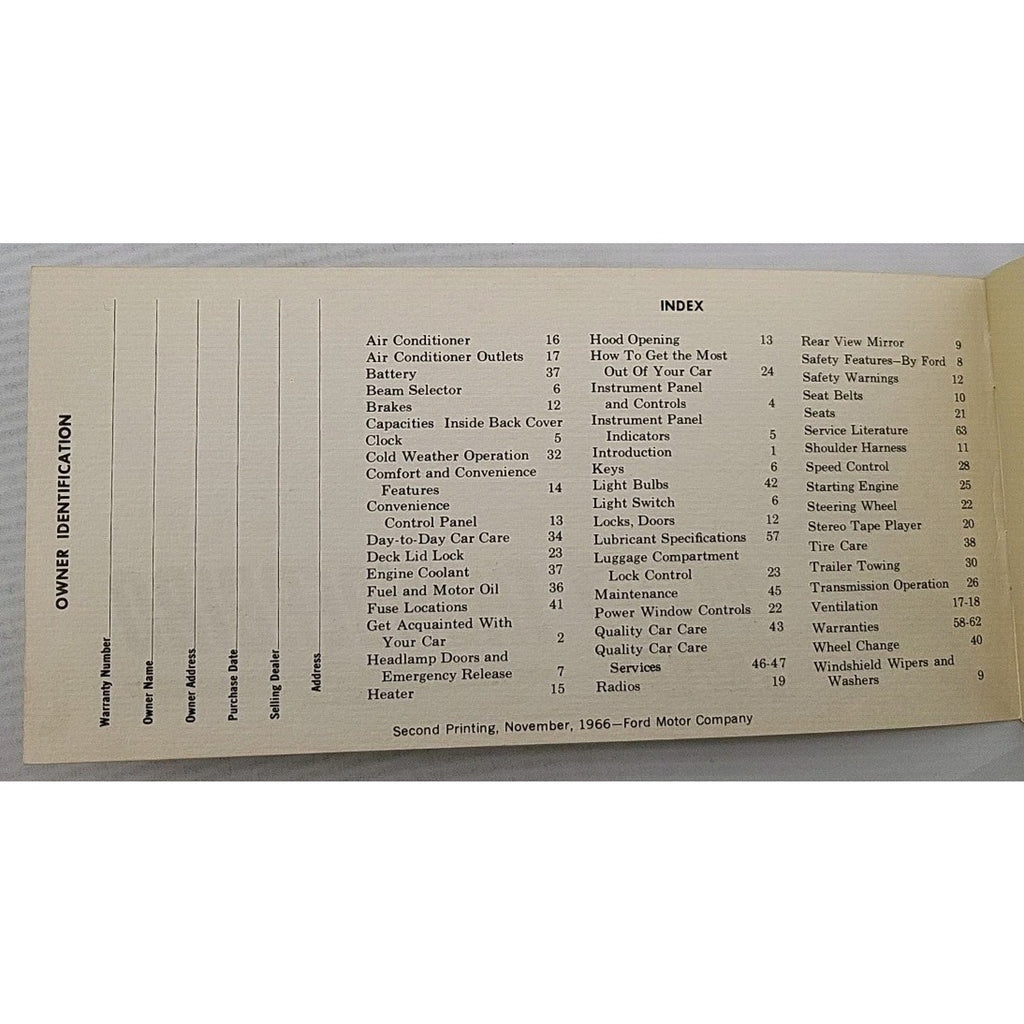 1967 Ford Thunderbird Owners Manual User Guide Reference Operator Book OEM Guide