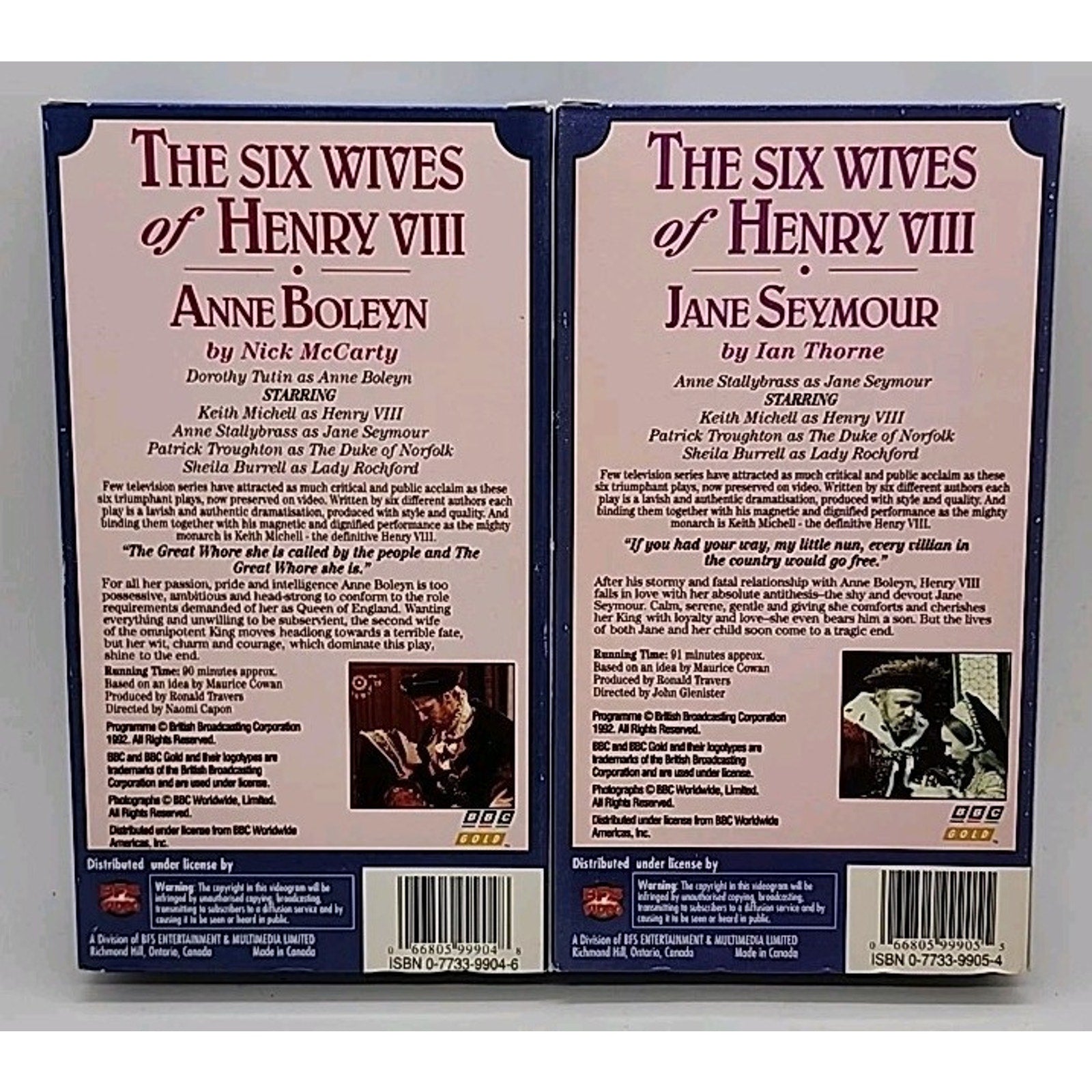 The Six Wives of Henry VIII Complete Set (VHS, 1992, 6-Tape Set)