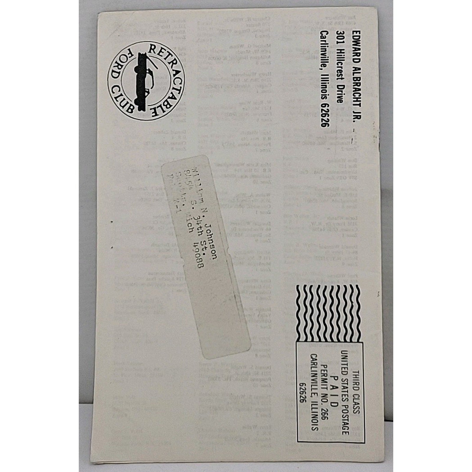 1978 Ford Retractable Club - Club Roster