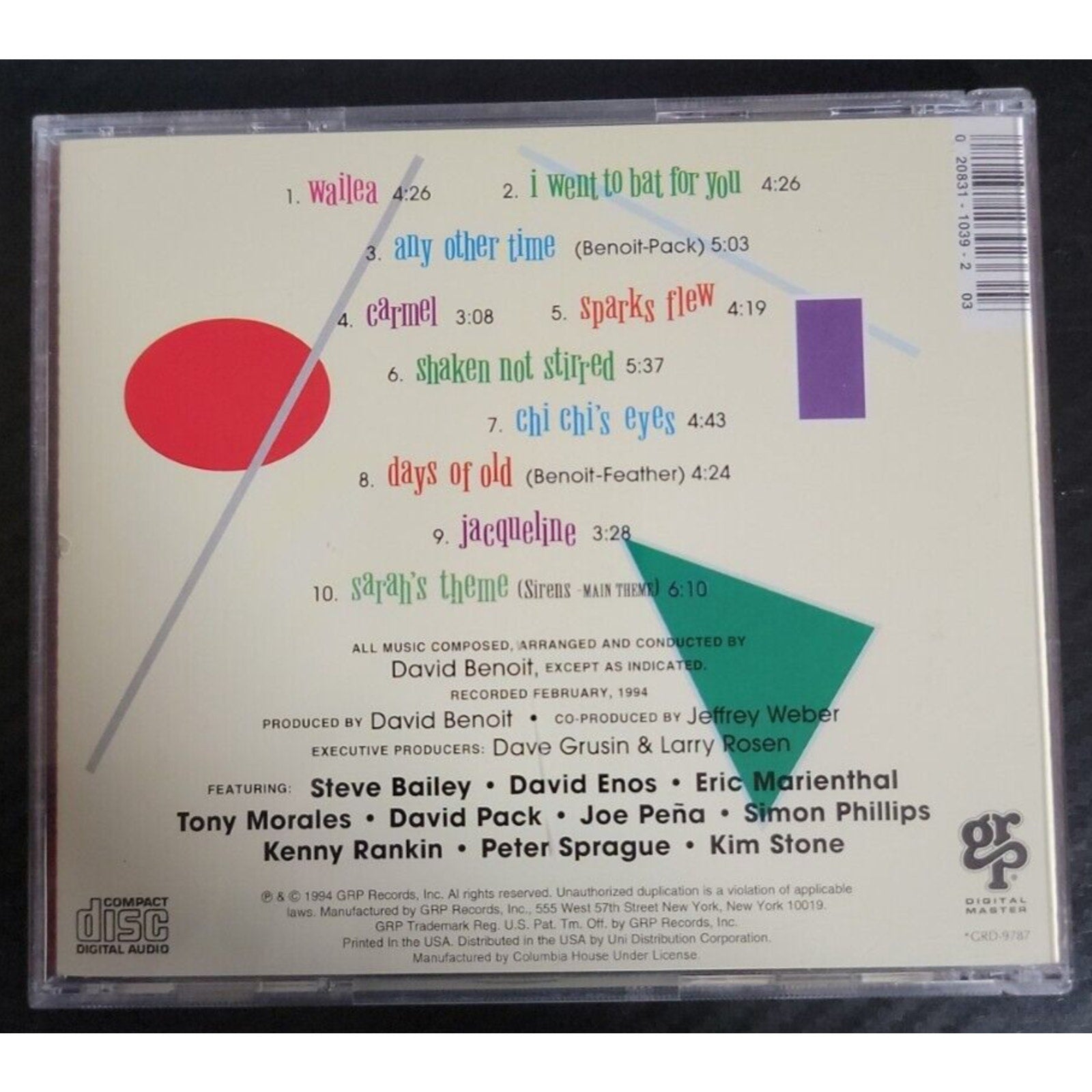 David Benoit - Shaken Not Stirred (CD, 1994, GRP Records)