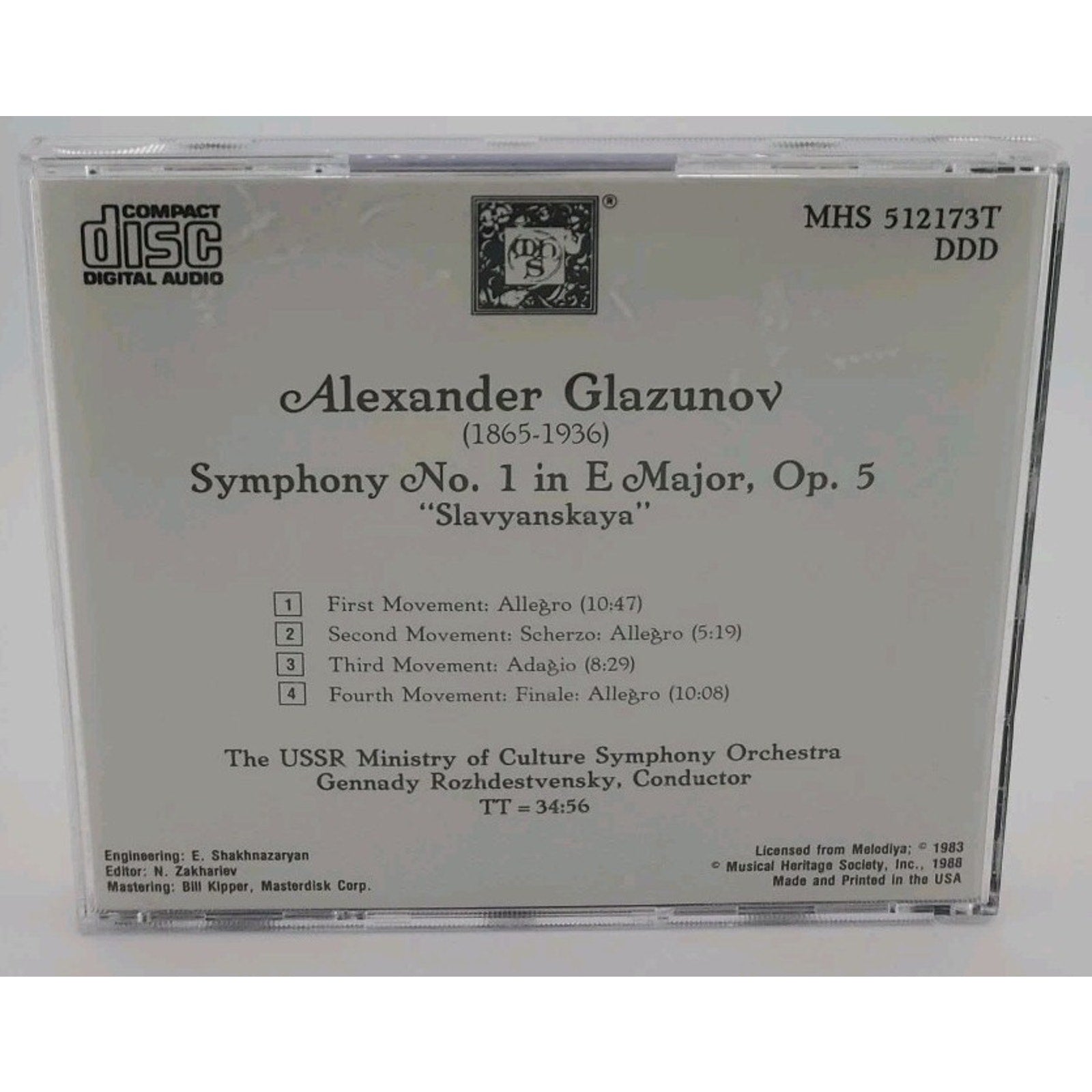 Alexander Glazùnov Symphony No.1 (CD)