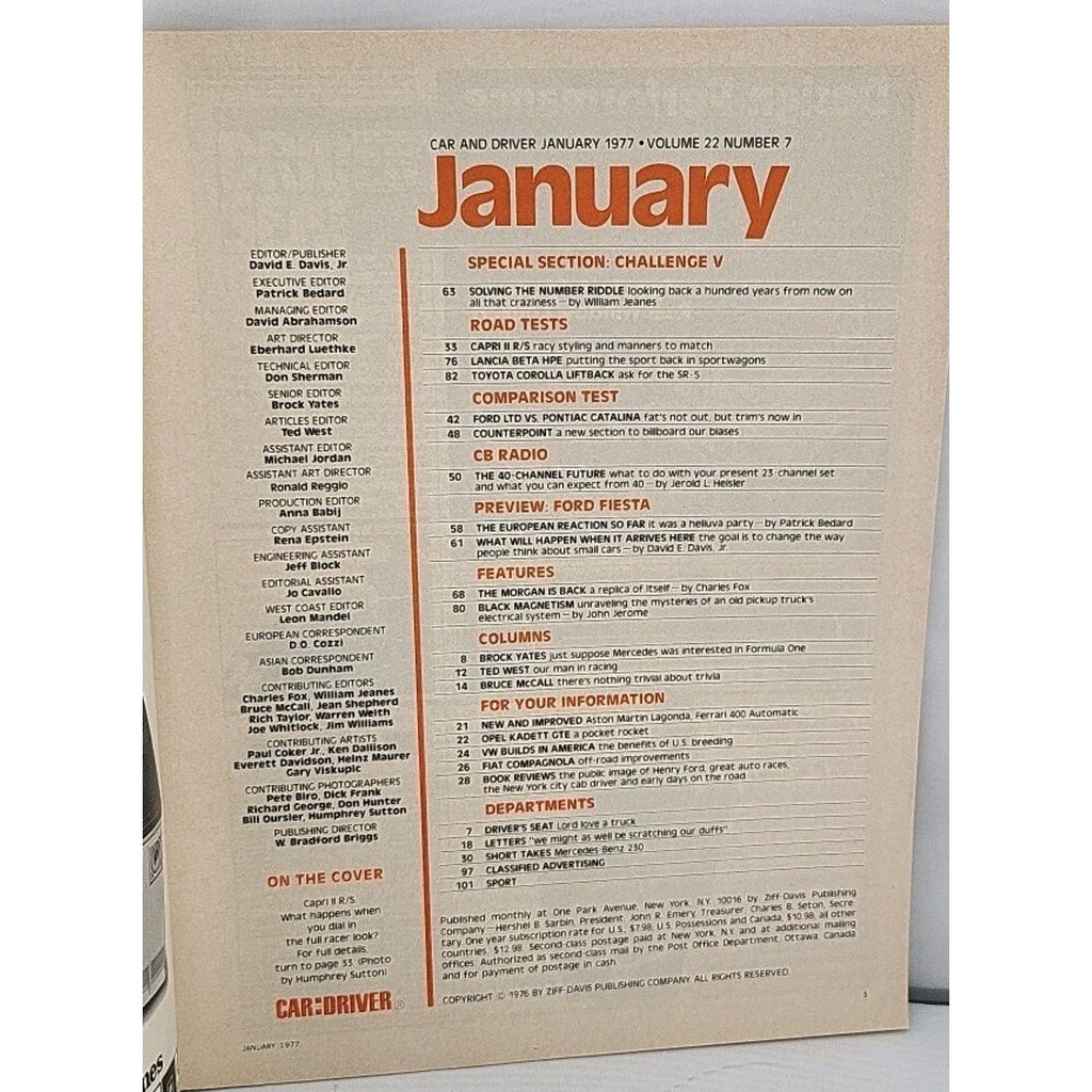 Car And Driver January 1977 Magazine