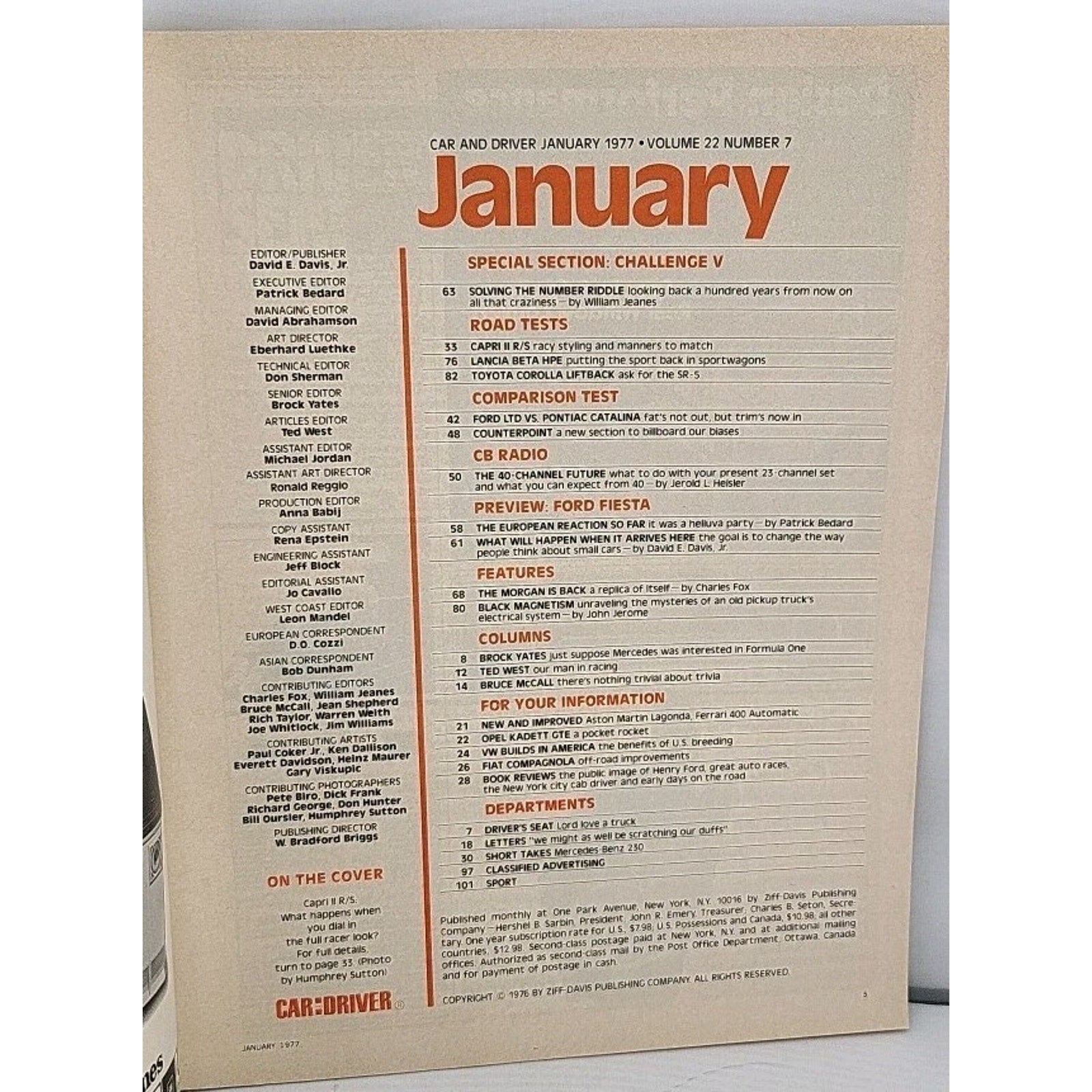 Car And Driver January 1977 Magazine