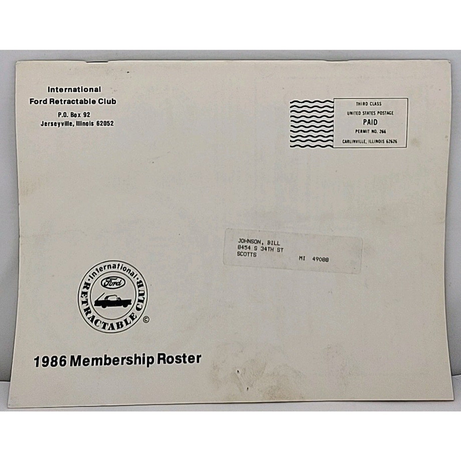 International Ford Retractable Club - 1986 Membership Roster