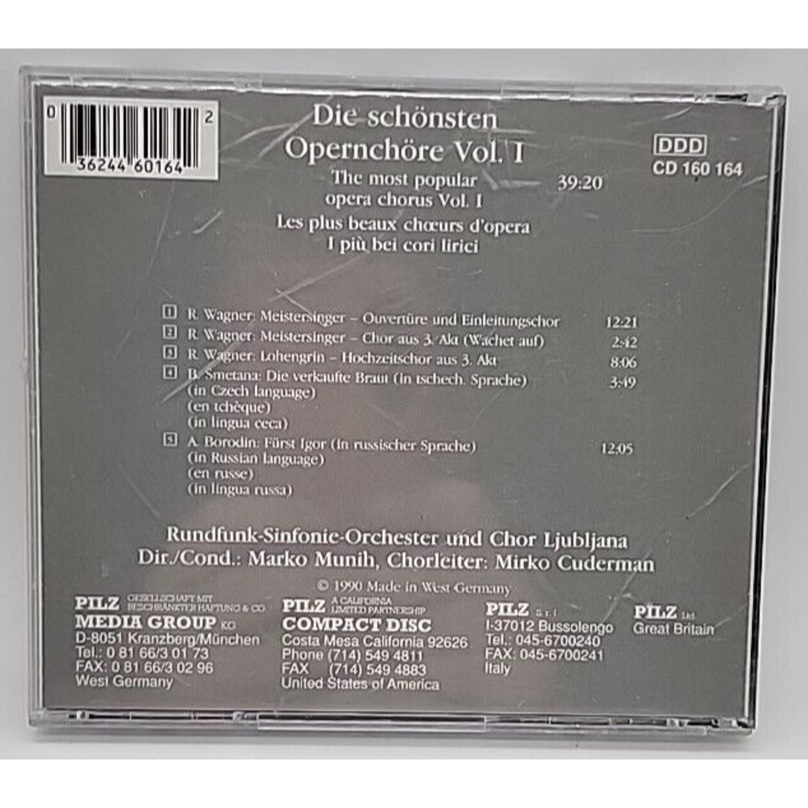 Vienna Master Series Die Schonsten Opernchore Volume 1 CD Germany 1990