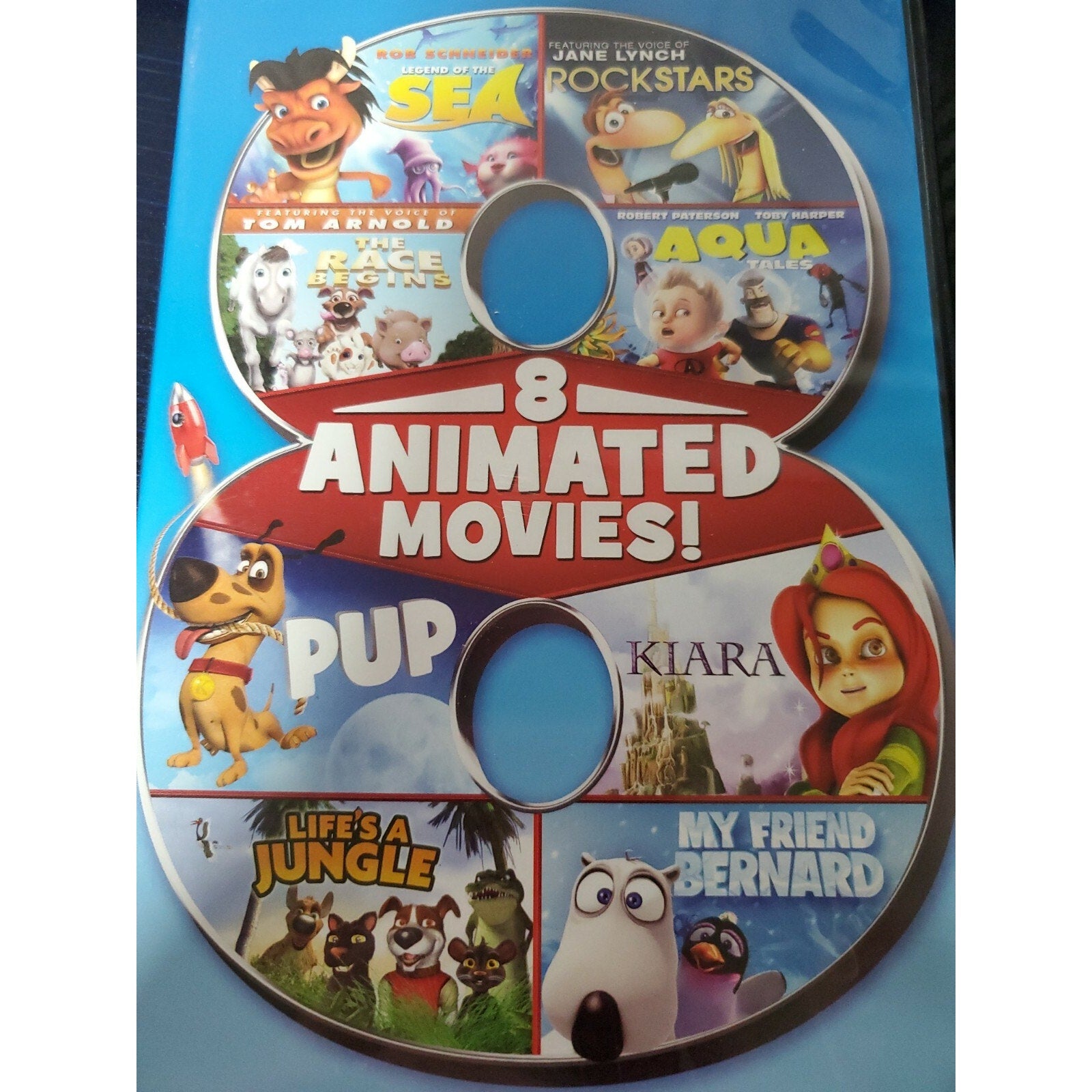 8 Animated Movies - Sea, Rockstars, The Race Begins, Aqua, Pup, Kiara (DVD)