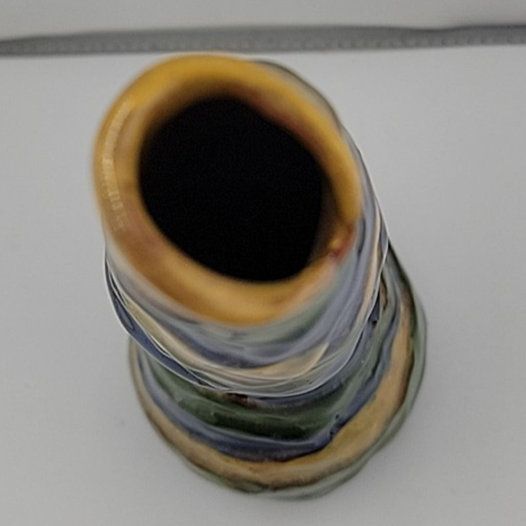 Blue Green Yellow Ceramic Wavy Vase