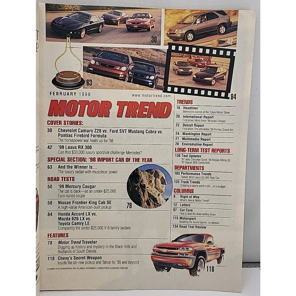 Motor Trend Magazine - February 1998 -