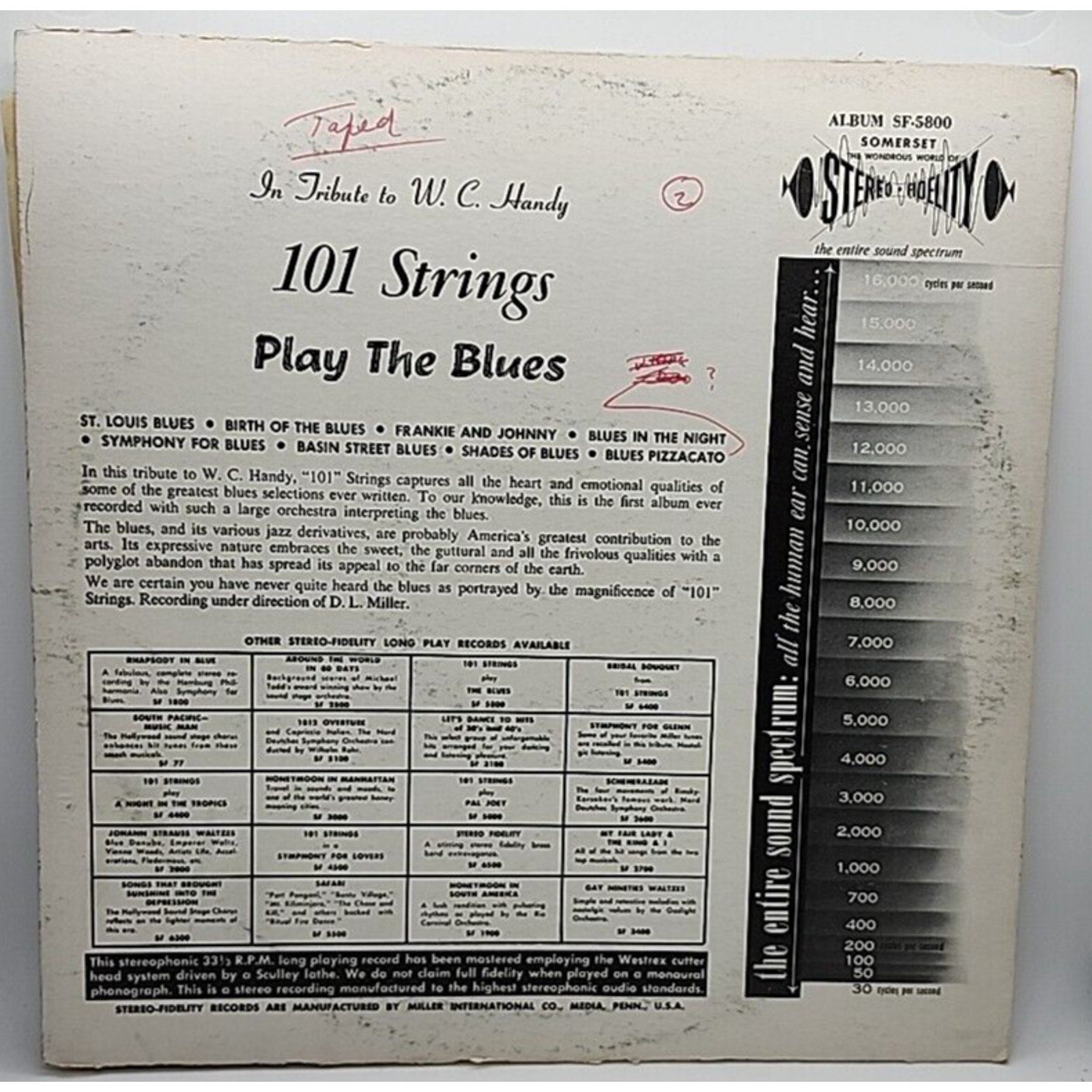 101 Strings Play The Blues (Vinyl, 1958) Somerset SF-5800 (Record)
