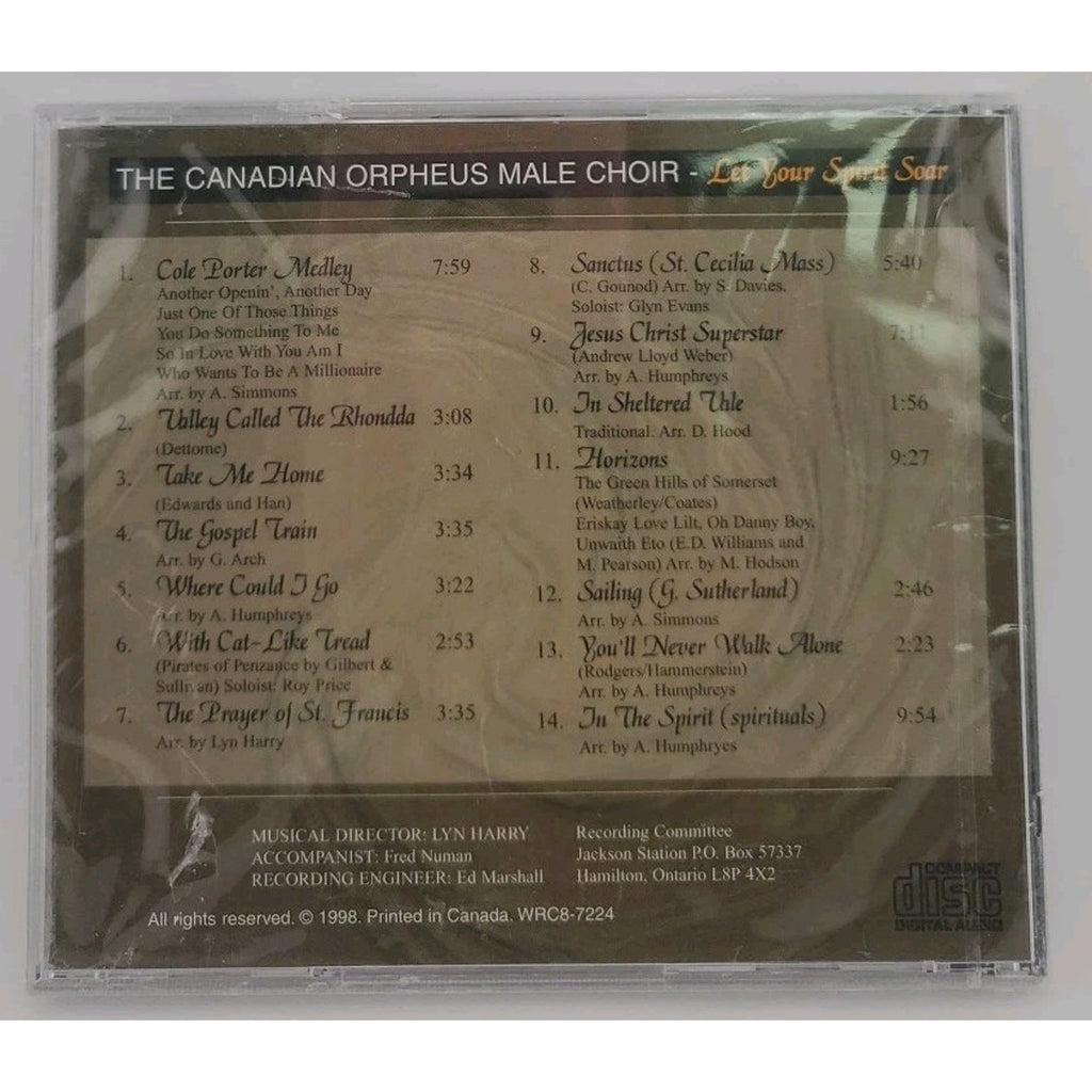 Let Your Spirit Soar CD - The Canadian Orpheus Male Choir *Brand New*