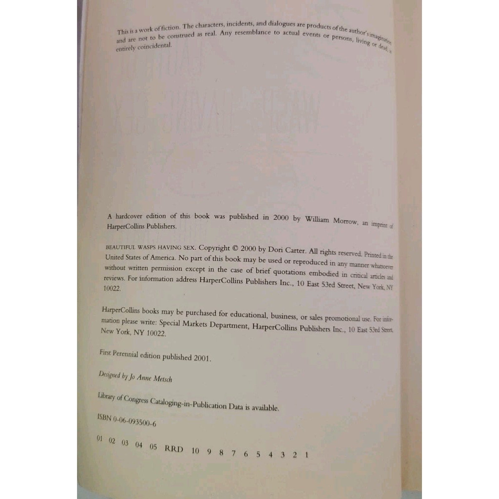 Beautiful Wasps Having Sex : A Hollywood Novel by Dori Carter (2001, Trade...