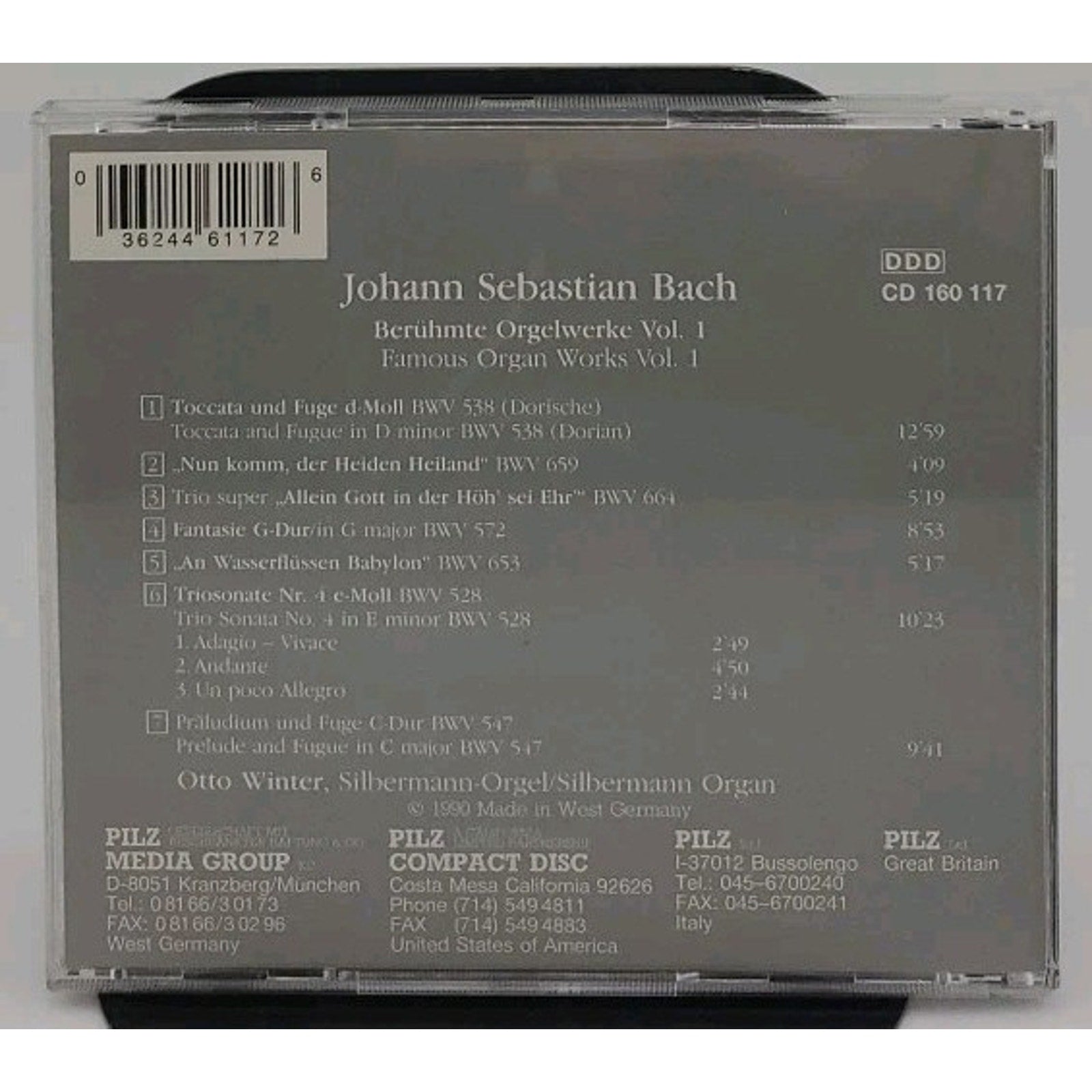 Bach: Famous Organ Works Vol 1 (CD, Jan-1990, Pilz Vienna Masters Series)