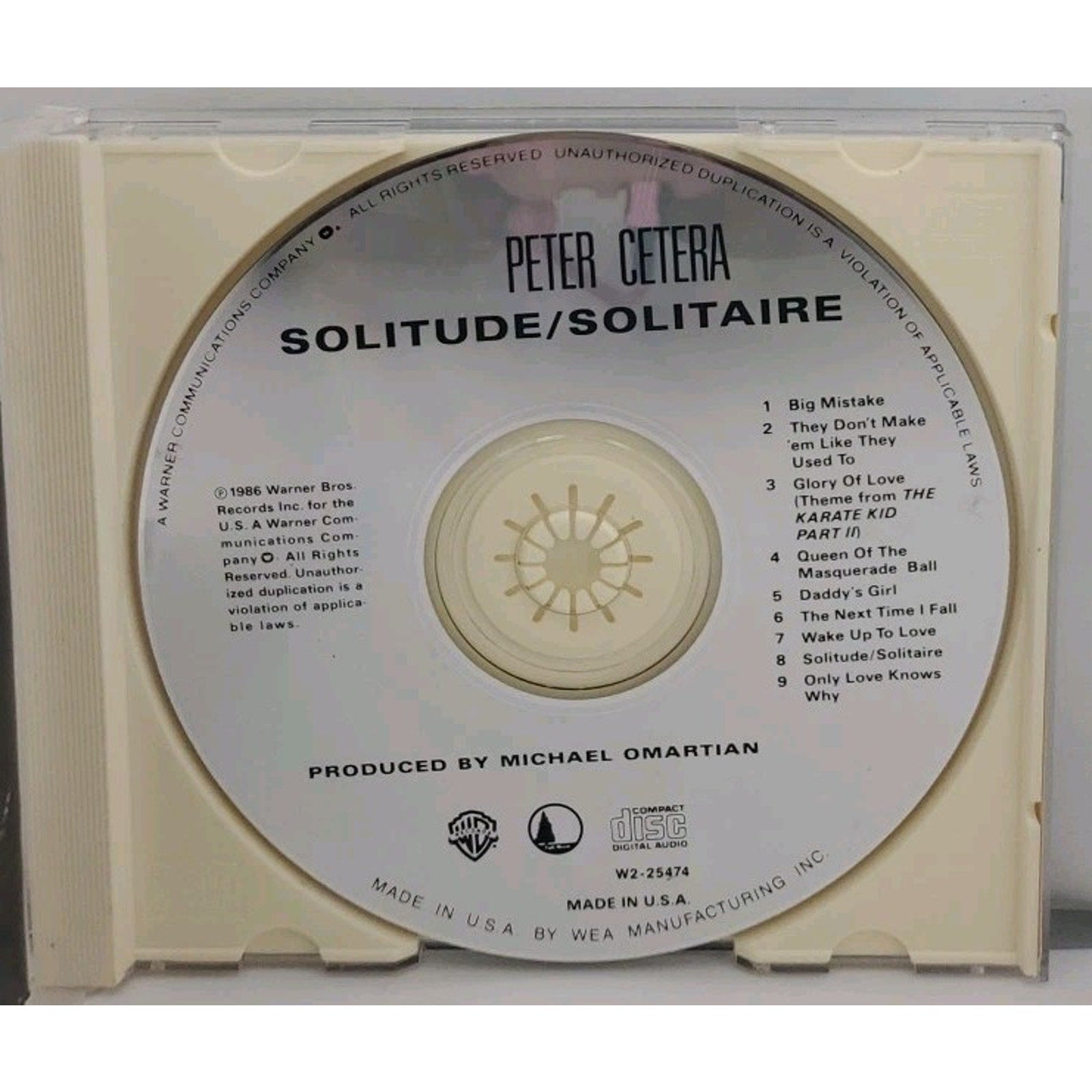Solitude/Solitaire by Peter Cetera (CD, 1987)