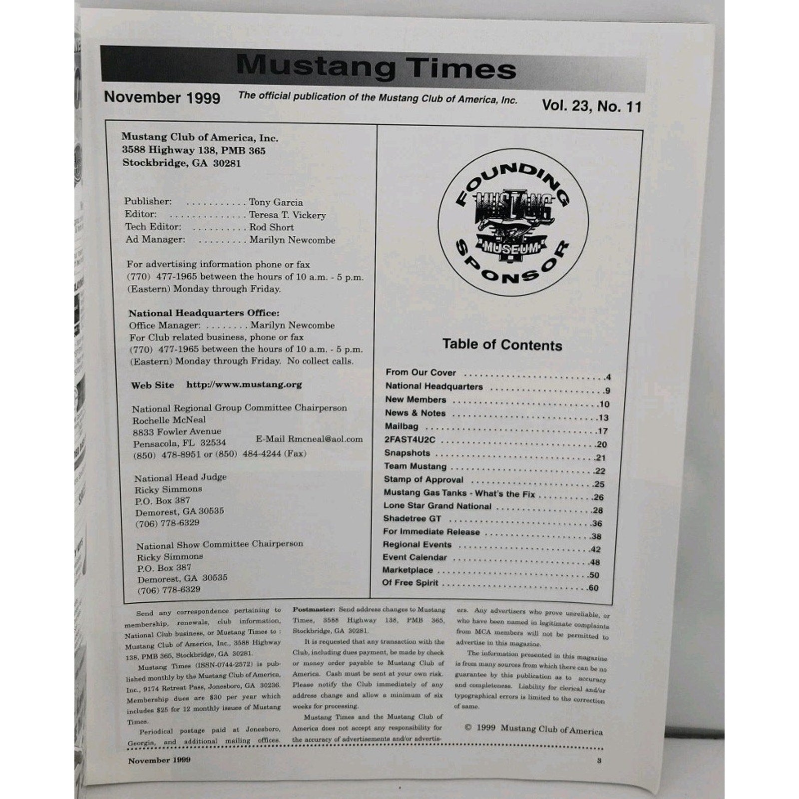 Mustang Times Magazine - November 1999 - Vol. 23 No. 11