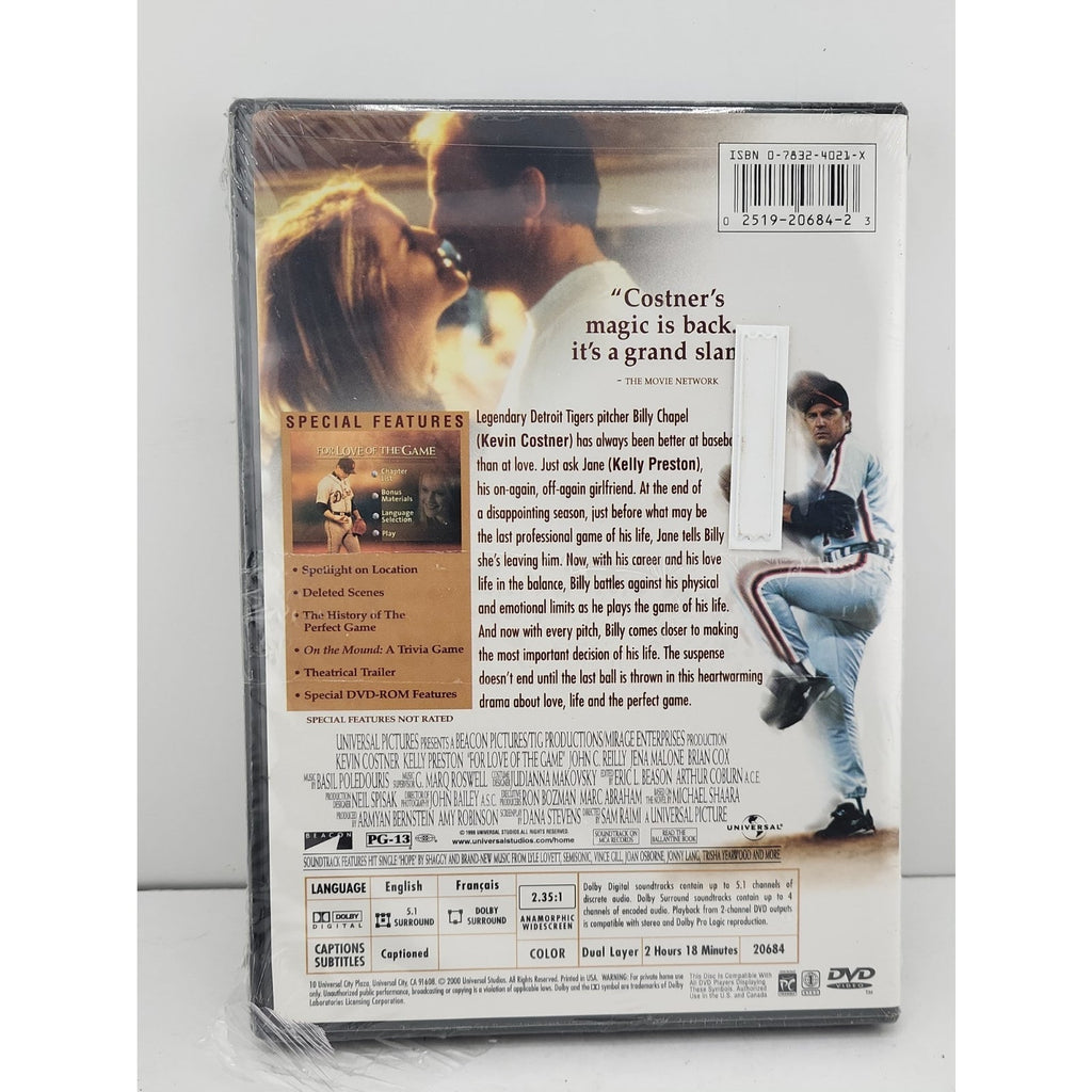 For Love of the Game (DVD, 1999) *Brand New*