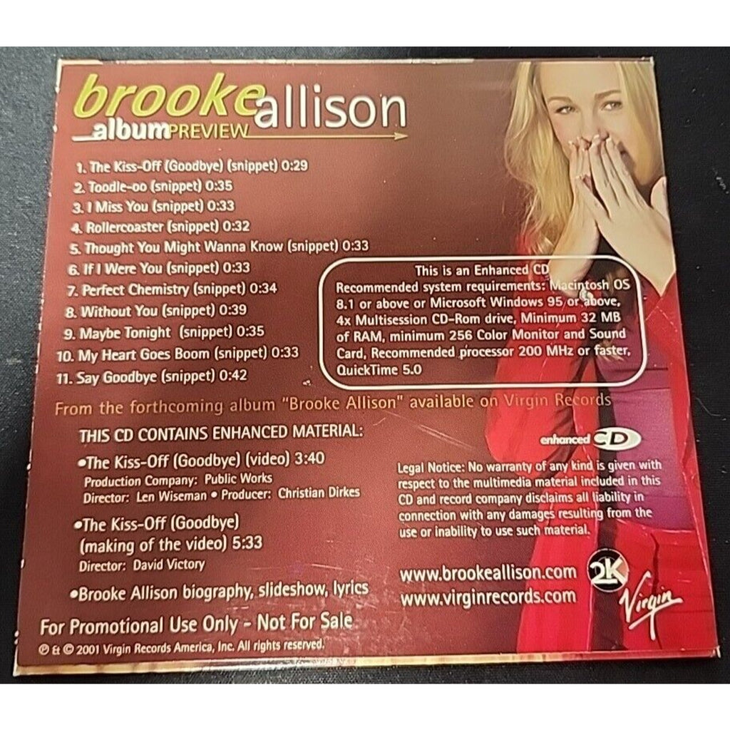 Brooke Allison Advance Promo 2000 CD 11 Tracks Album Preview (CD)