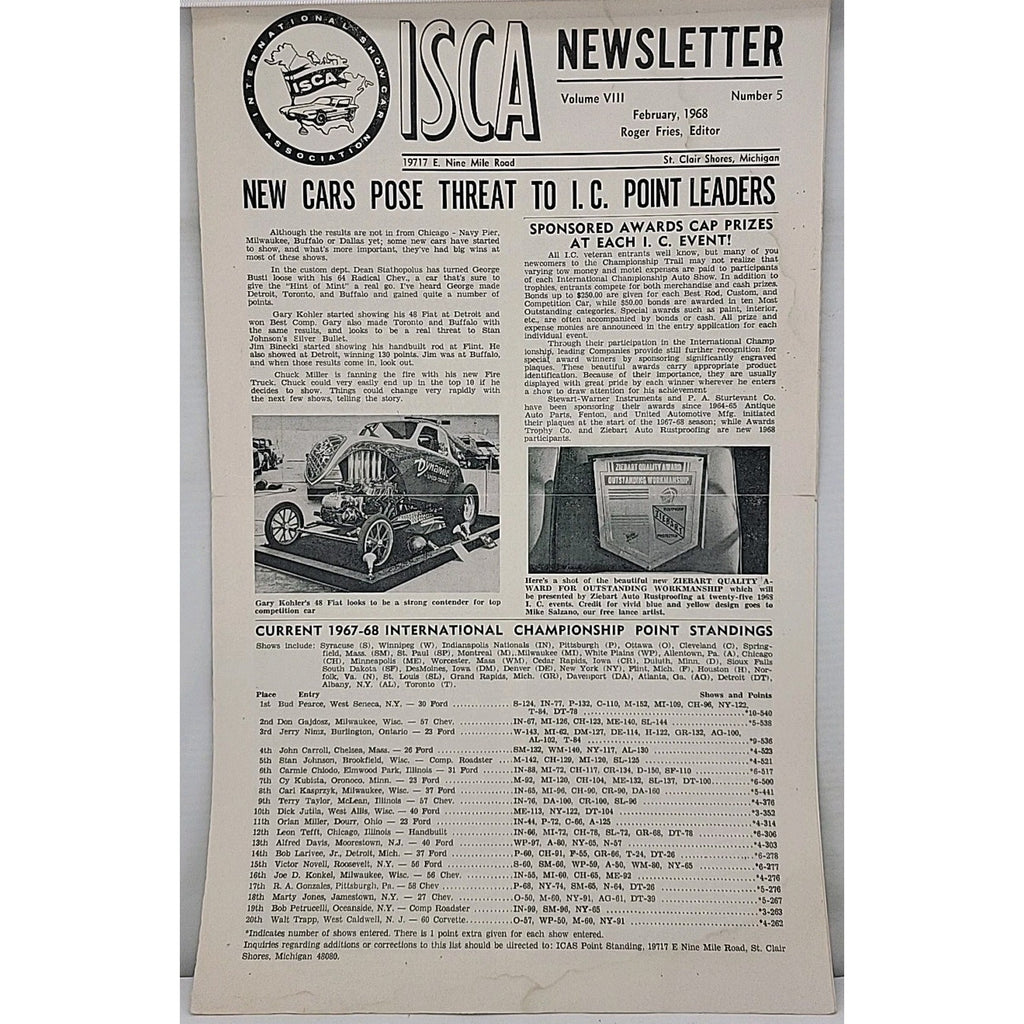 ISCA Newsletter February 1968 Volume VIII Number 5
