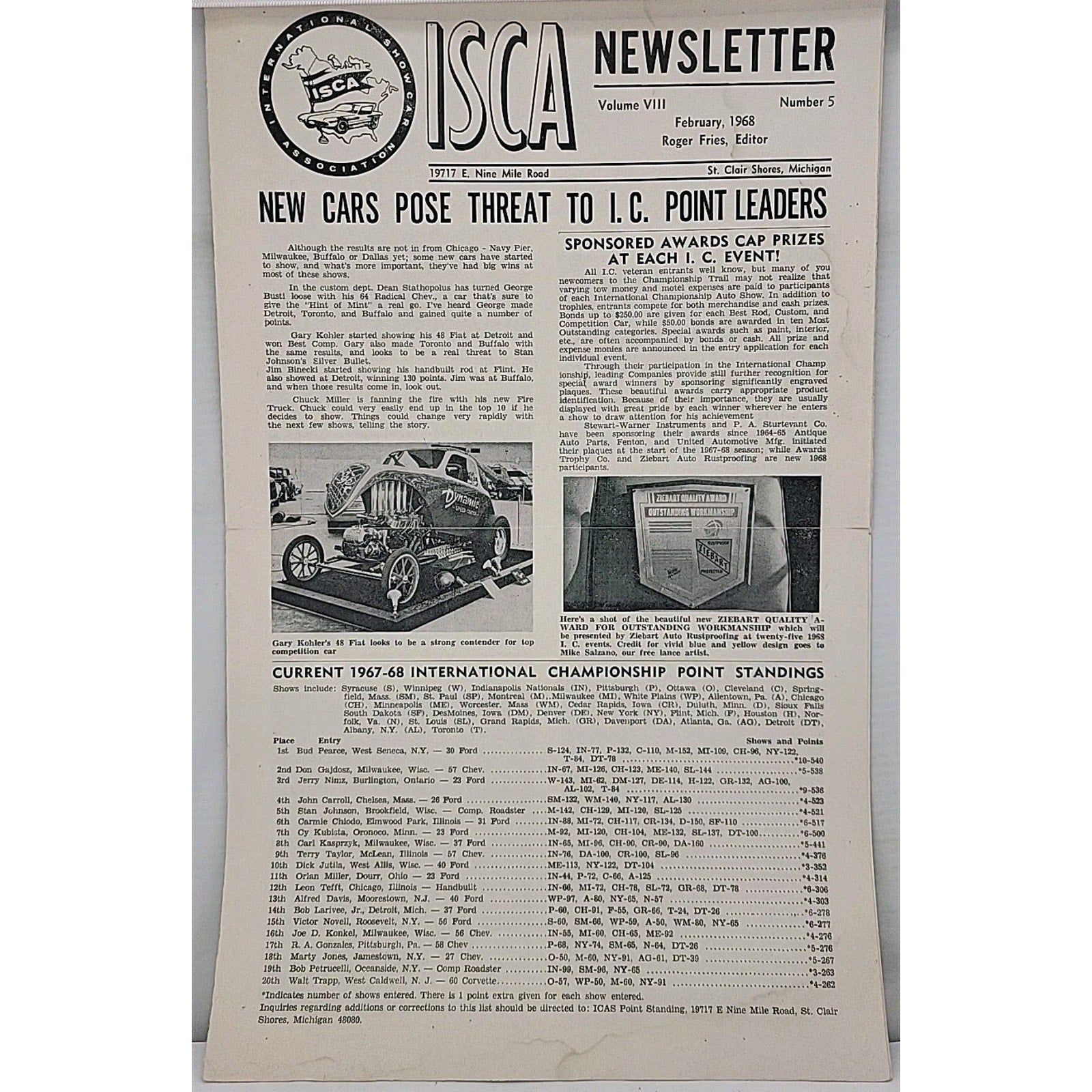ISCA Newsletter February 1968 Volume VIII Number 5