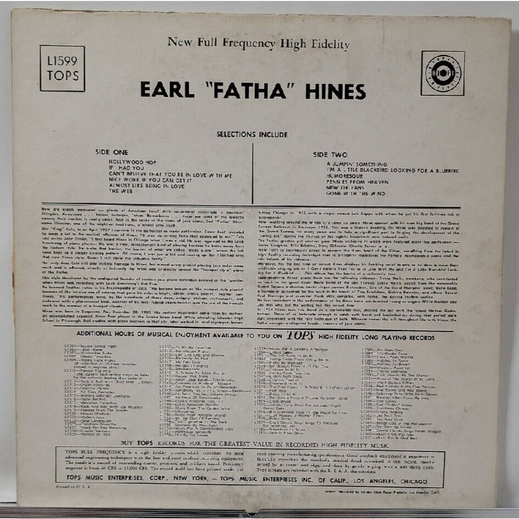 Earl Hines - The Incomparable Earl 'Fatha' Hines - F7350F (Record)