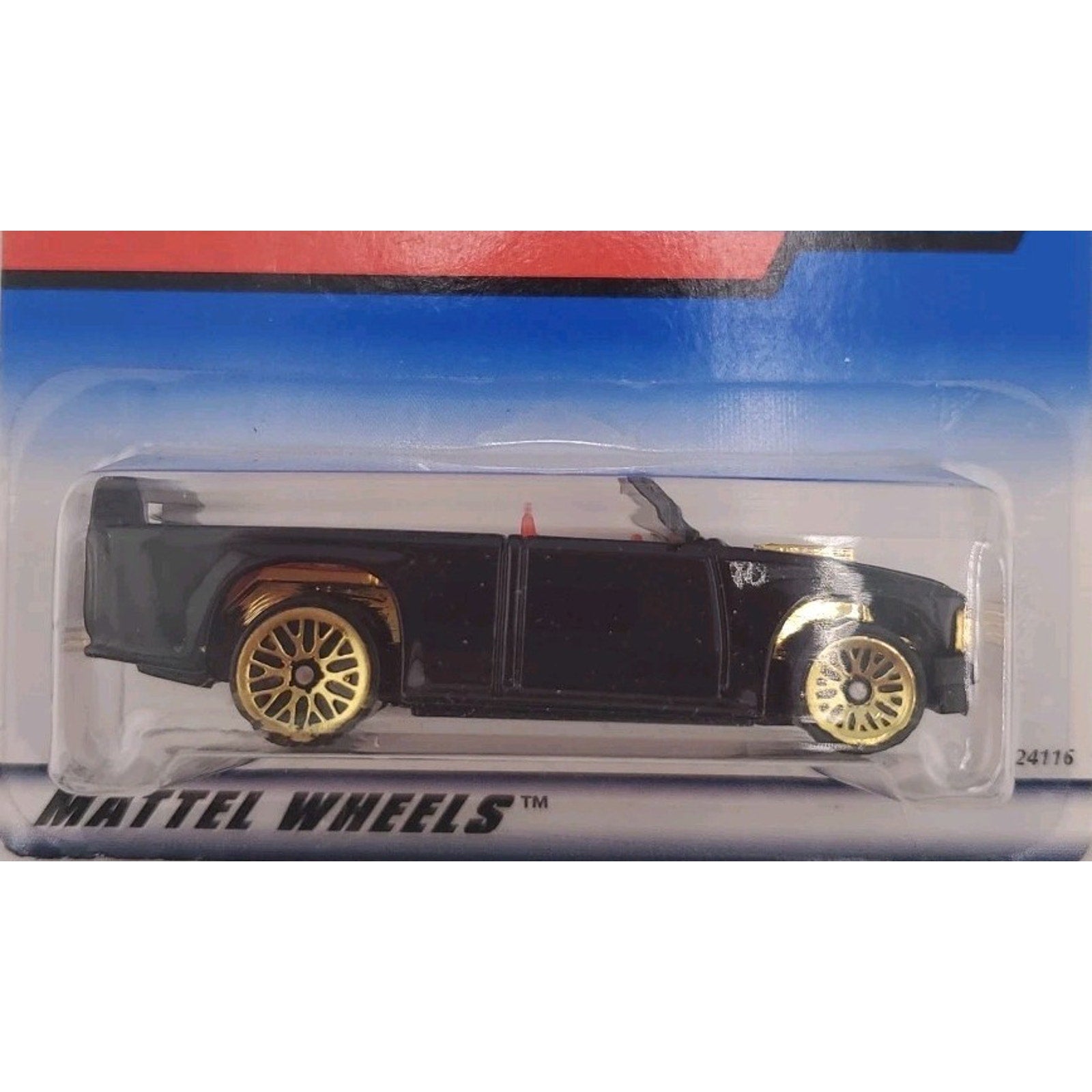 1998 Hot Wheels Mini Truck Black Mainline w/ Gold Lace Wheels #1102 New