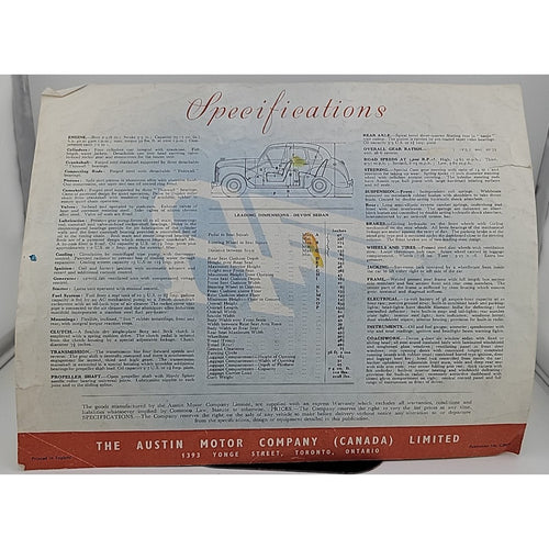 1950 Austin for Sparkling Performance Devon and Dorset Sedans Original Brochure